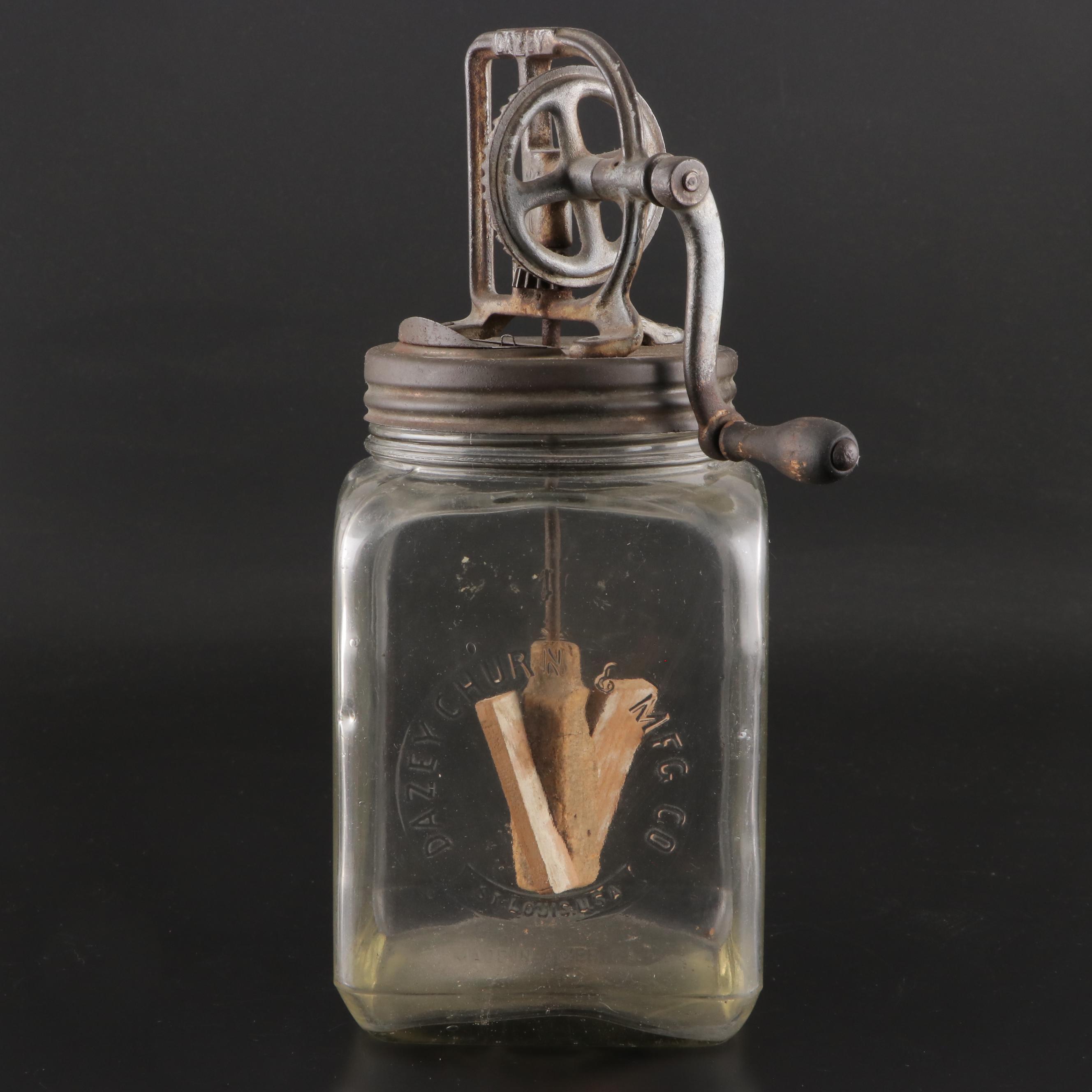 Dazey Churn and Montgomery Wards Glass Butter Churns, Early to Mid-20th Century