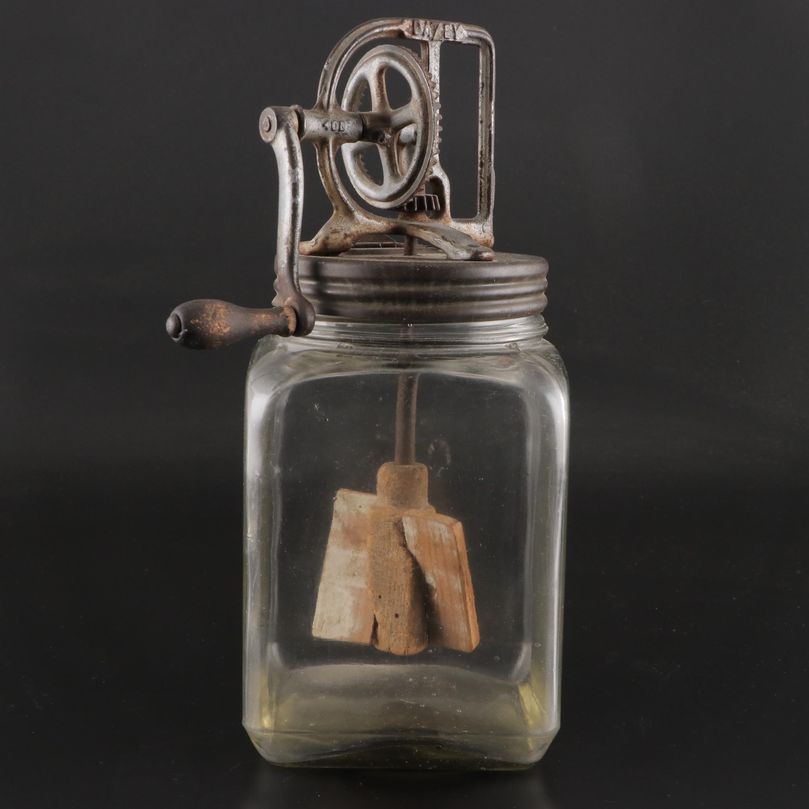 Dazey Churn and Montgomery Wards Glass Butter Churns, Early to Mid-20th Century