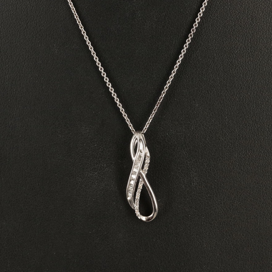 Sterling Diamond Infinity Pendant Necklace