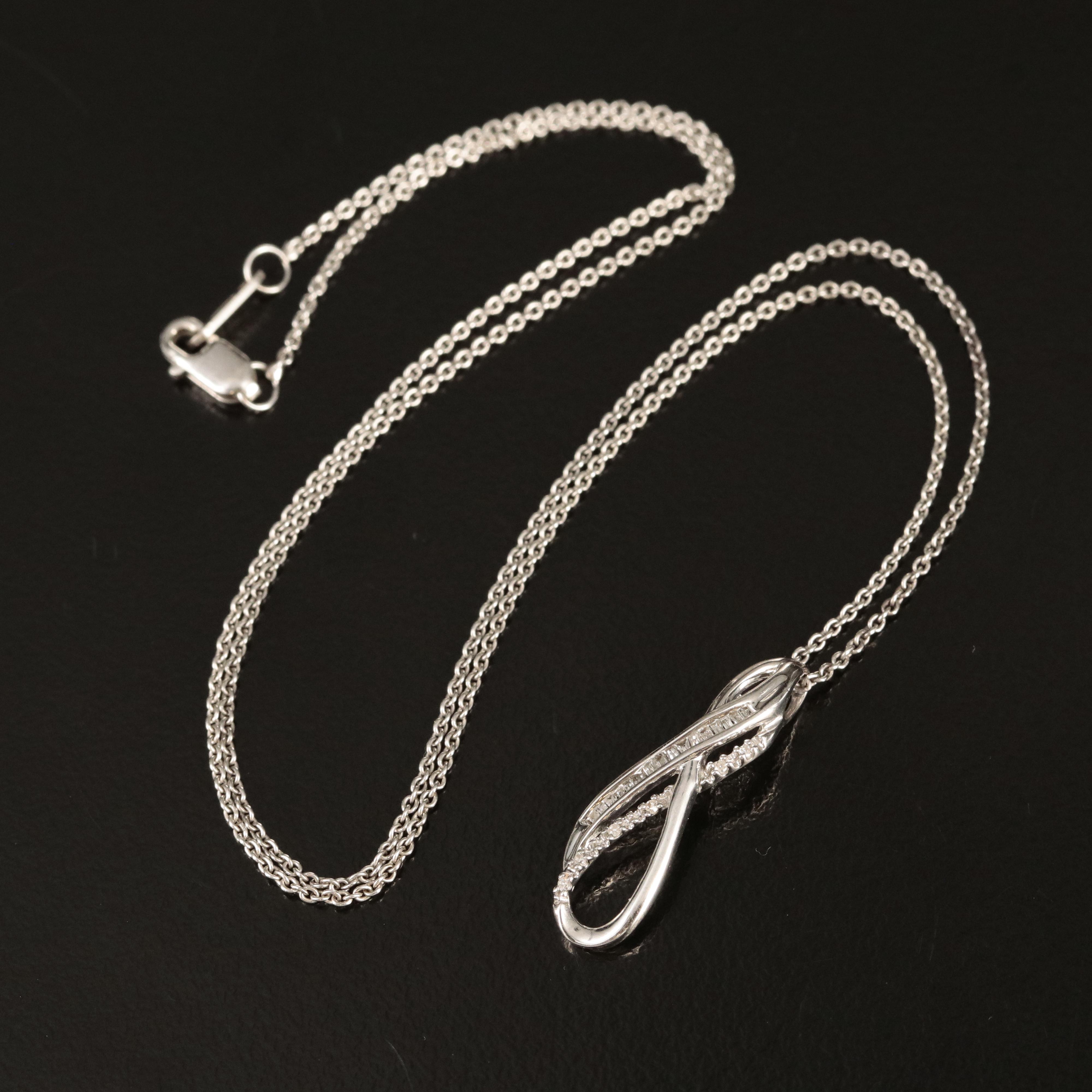 Sterling Diamond Infinity Pendant Necklace