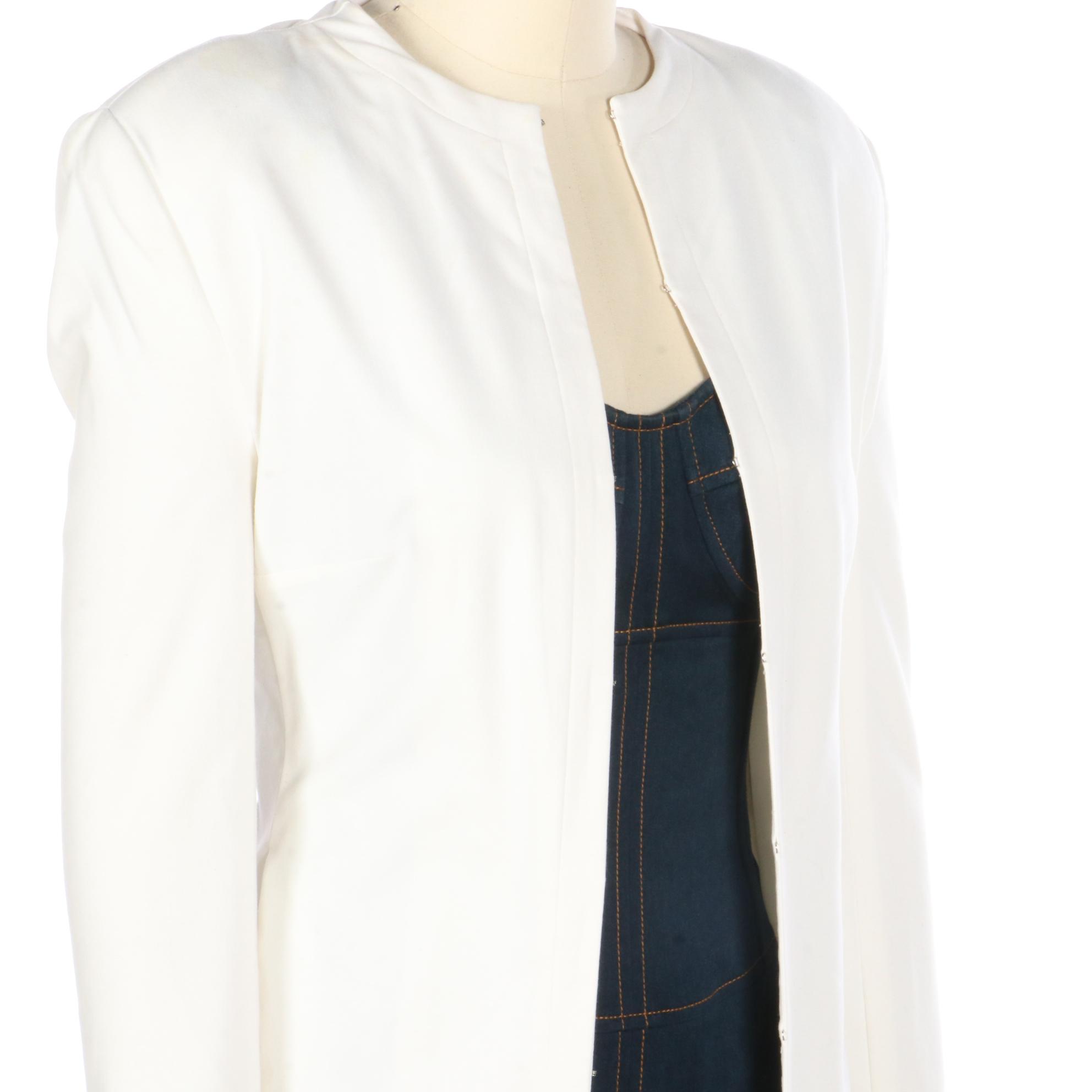 Susan Lucci Overcoat and Denim Bodycon Dress