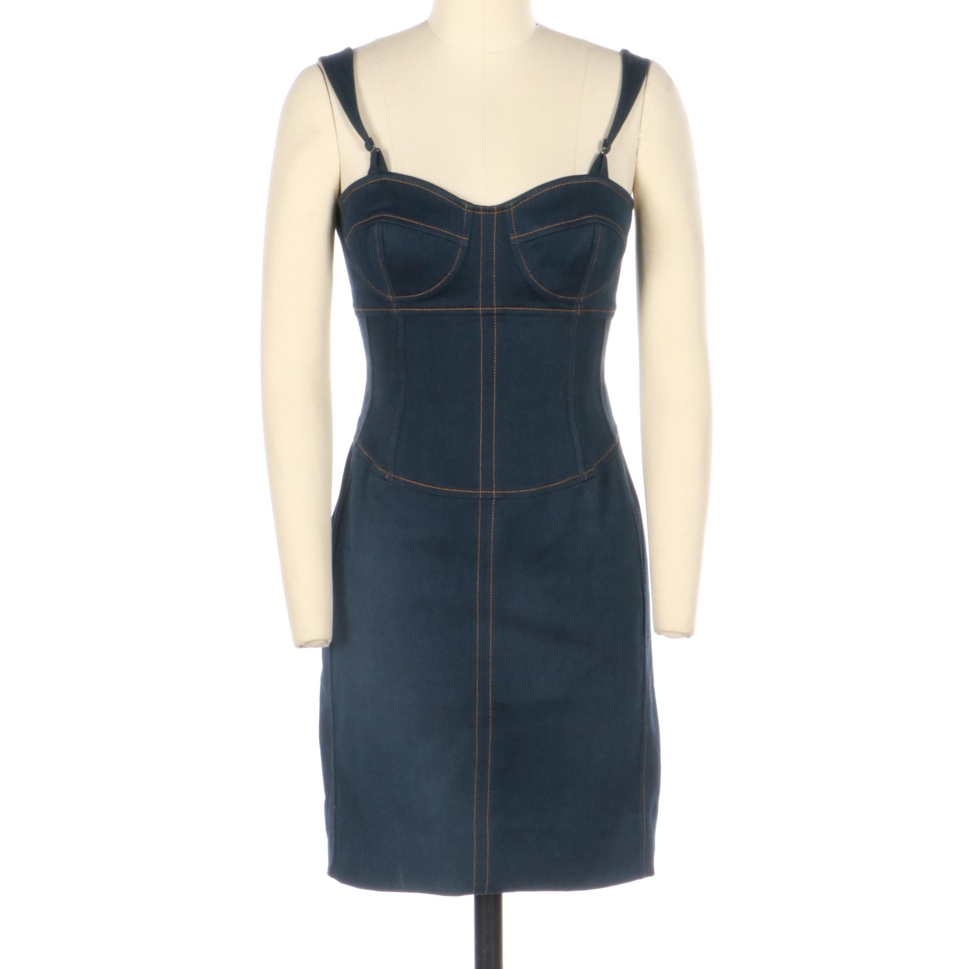 Susan Lucci Overcoat and Denim Bodycon Dress