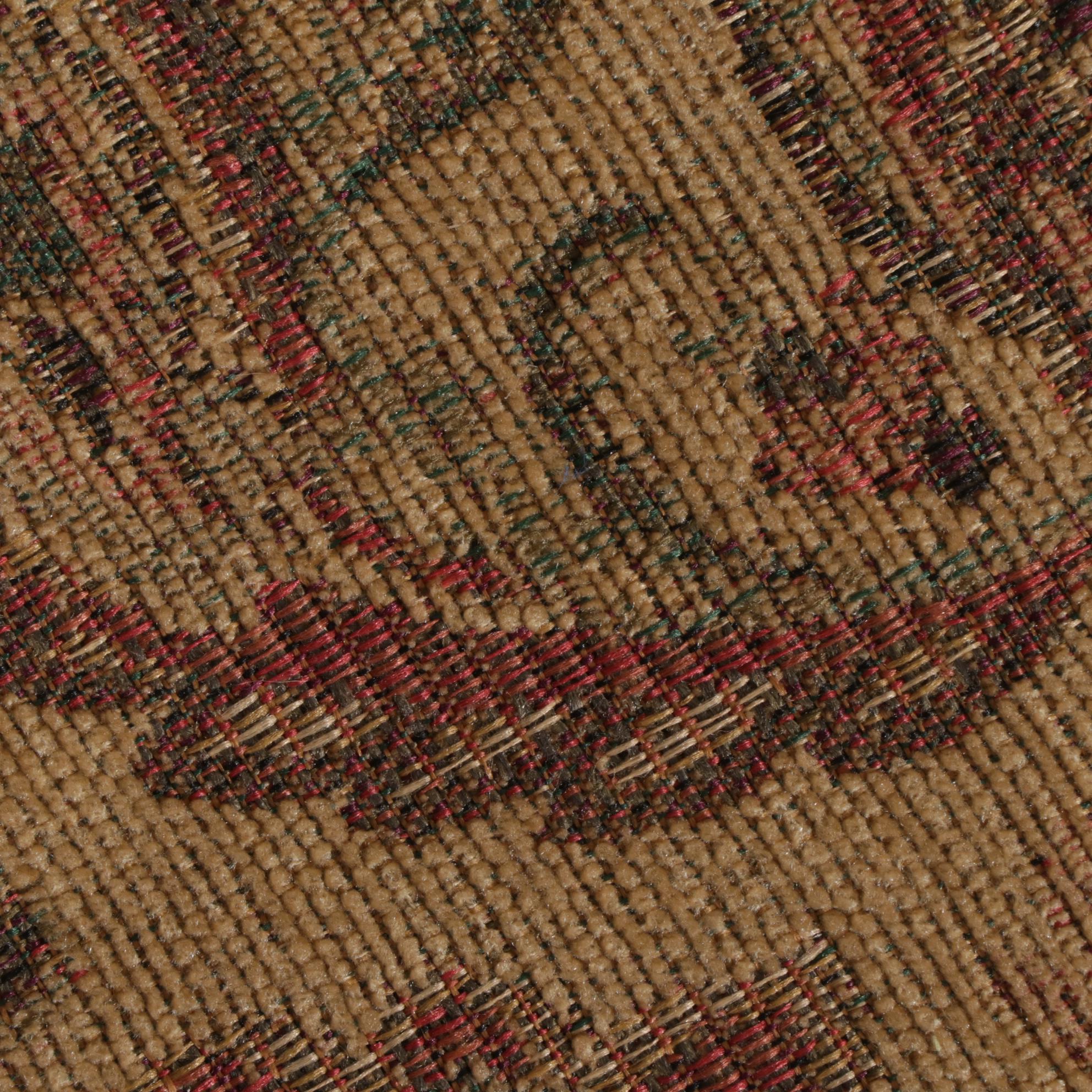 Thomasville Brass-Tacked Leather and Paisley Fabric Rolled Arm Sofa