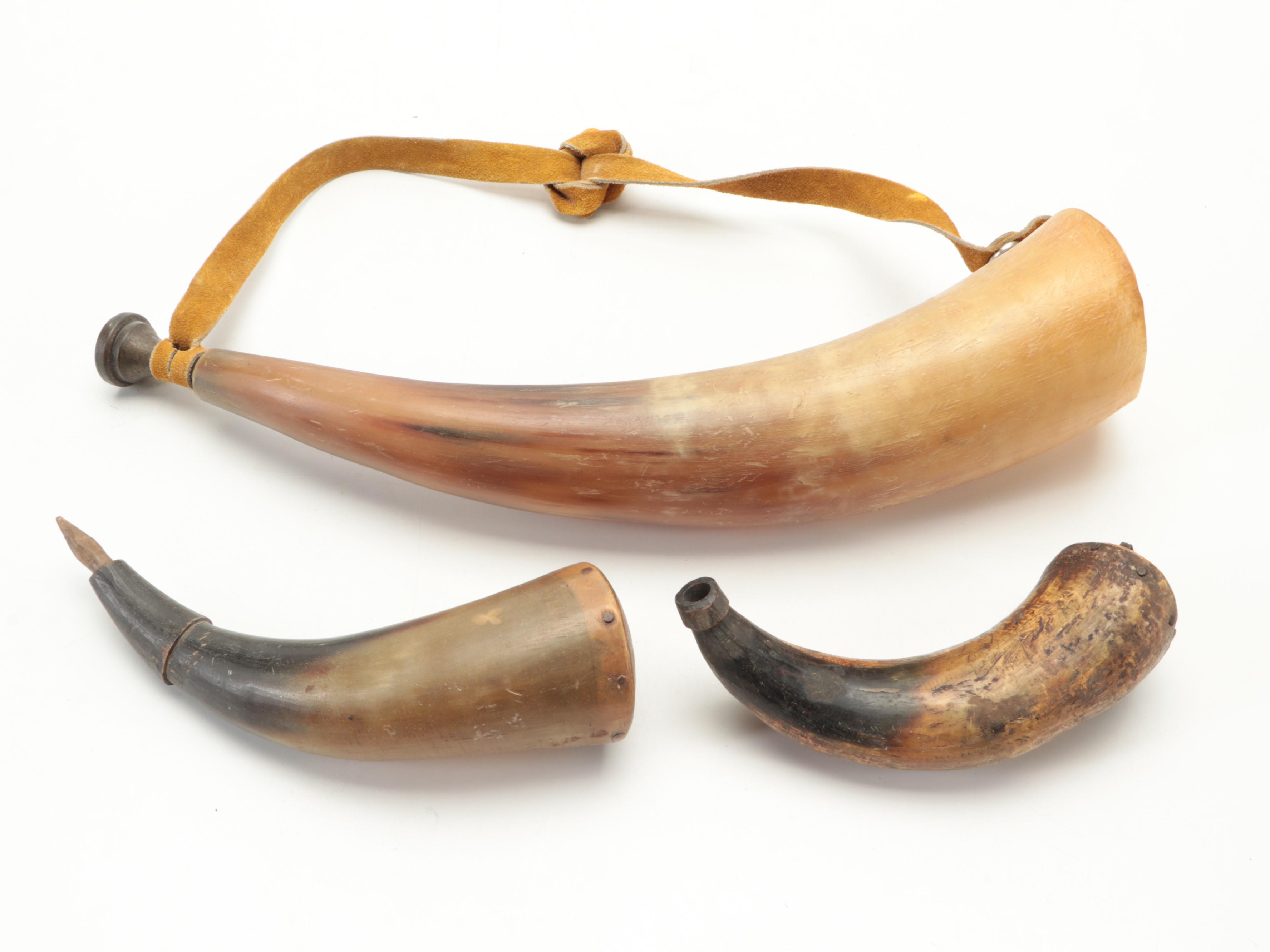 Carved Gun Powder Horns