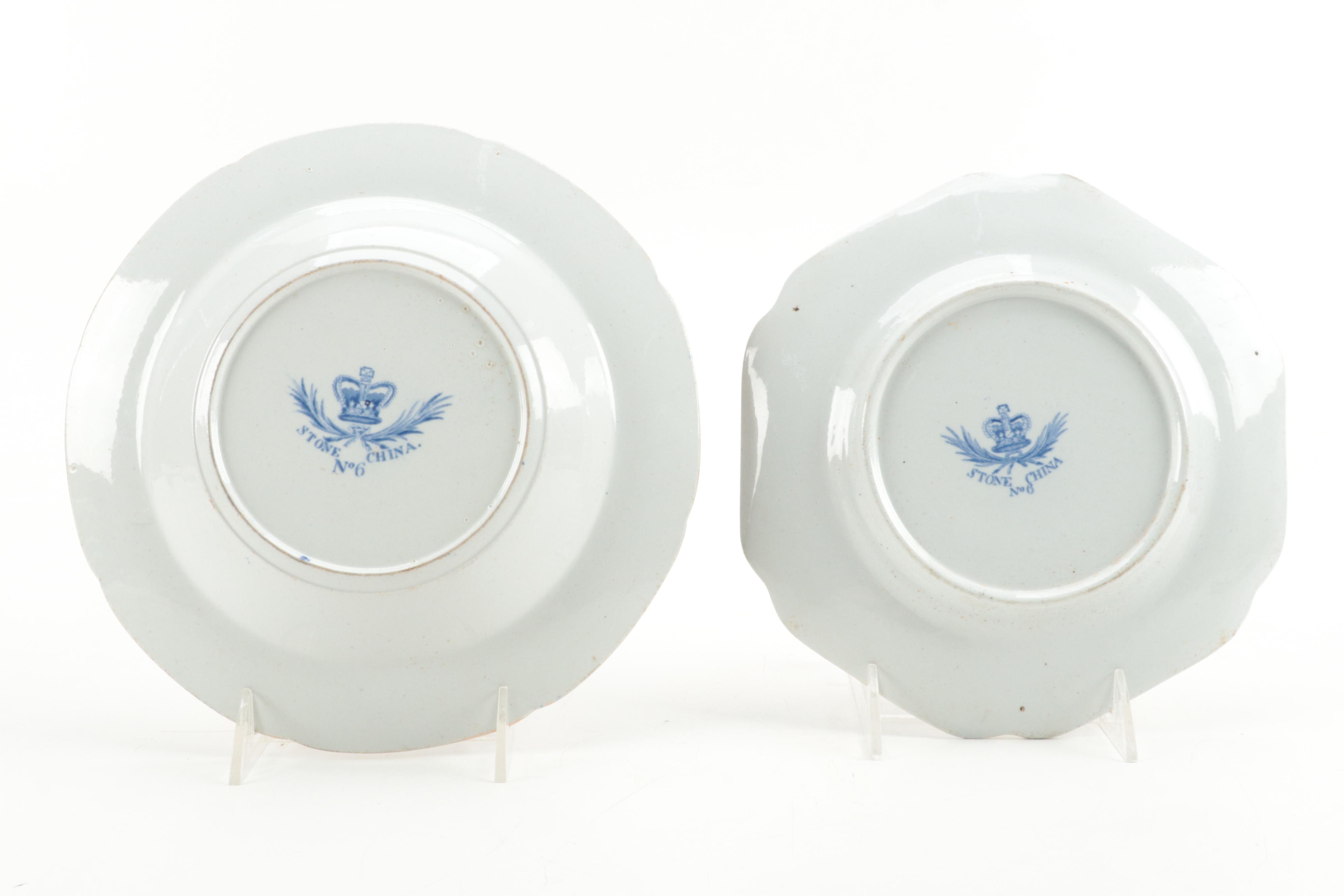 Hicks & Meigh English Imari Ironstone Bowl and Plate, Early 19th Century