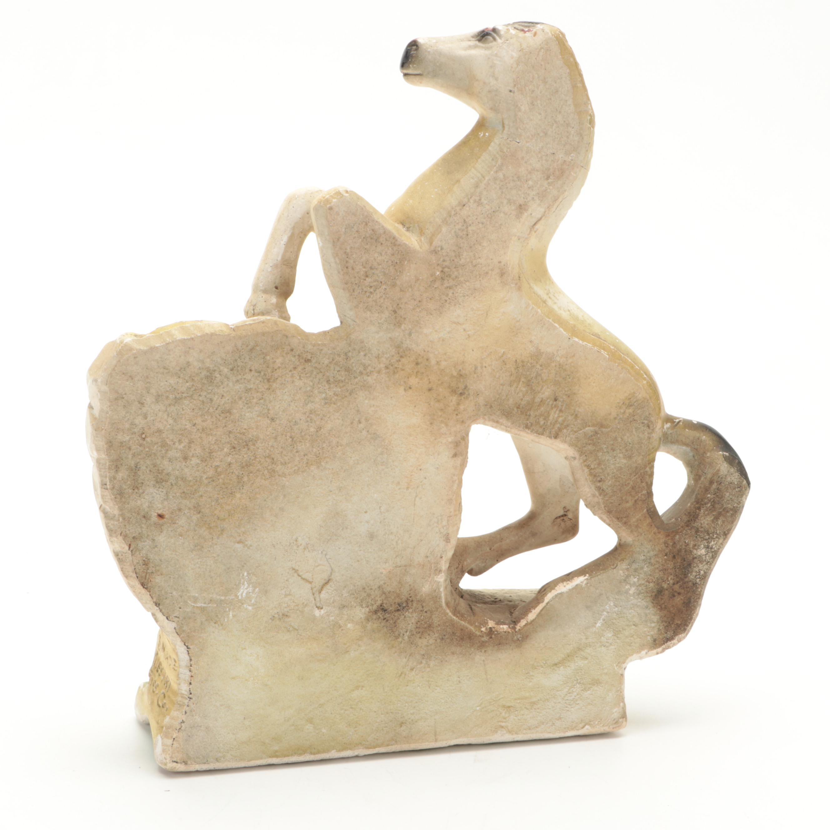 Rolling Rock Premium Beer Chalkware Horse Figurine, Mid to Late 20th Century