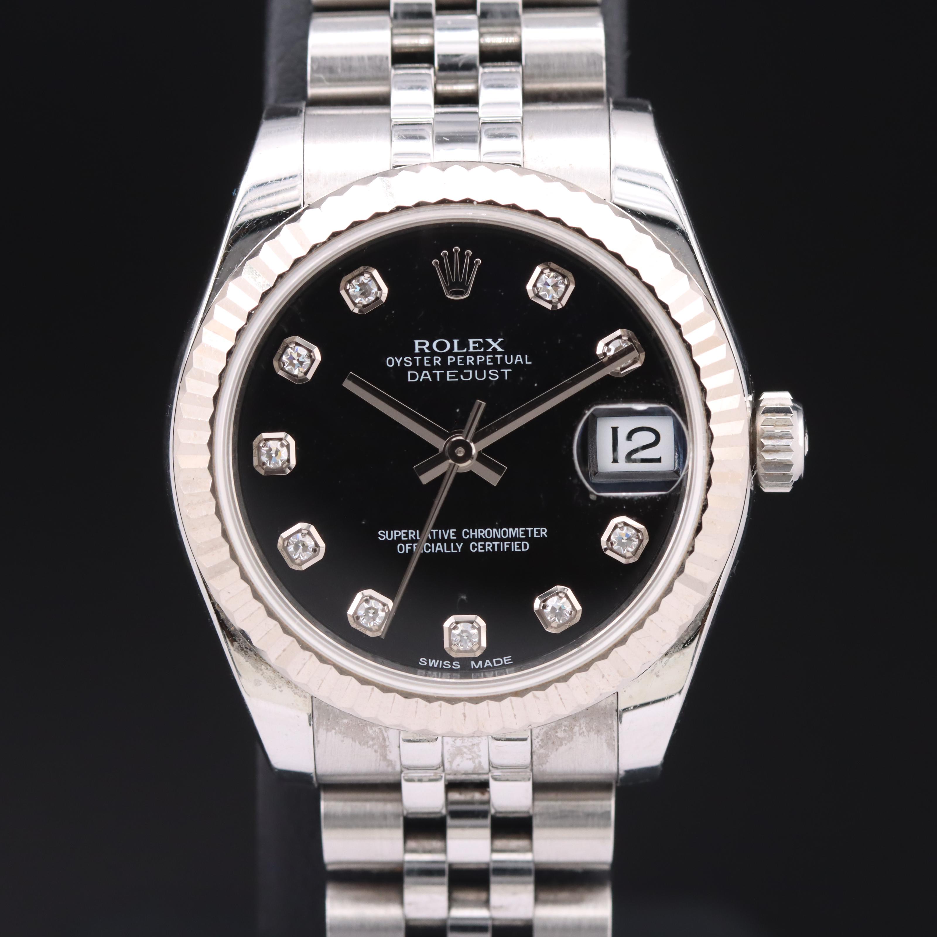 Rolex Datejust 18K and Stainless Steel Diamond Factory Dial Watch