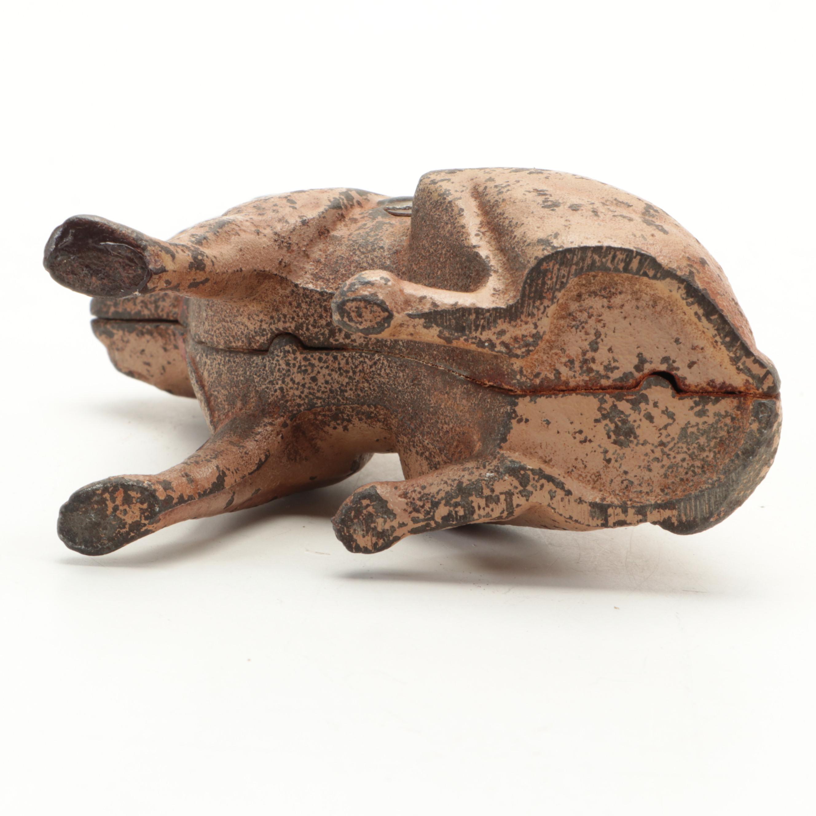 Hubley-Style Boxer Dog with Cat Cast Iron Coin Banks, Early to Mid-20th Century