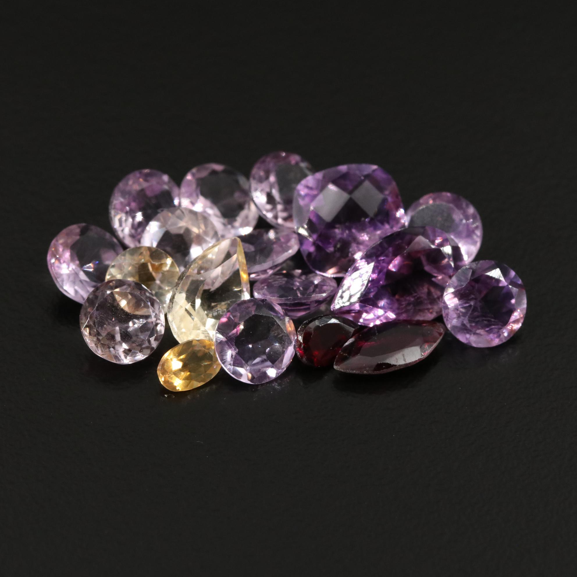 Loose 21.53 CTW Amethyst, Citrine and Garnet