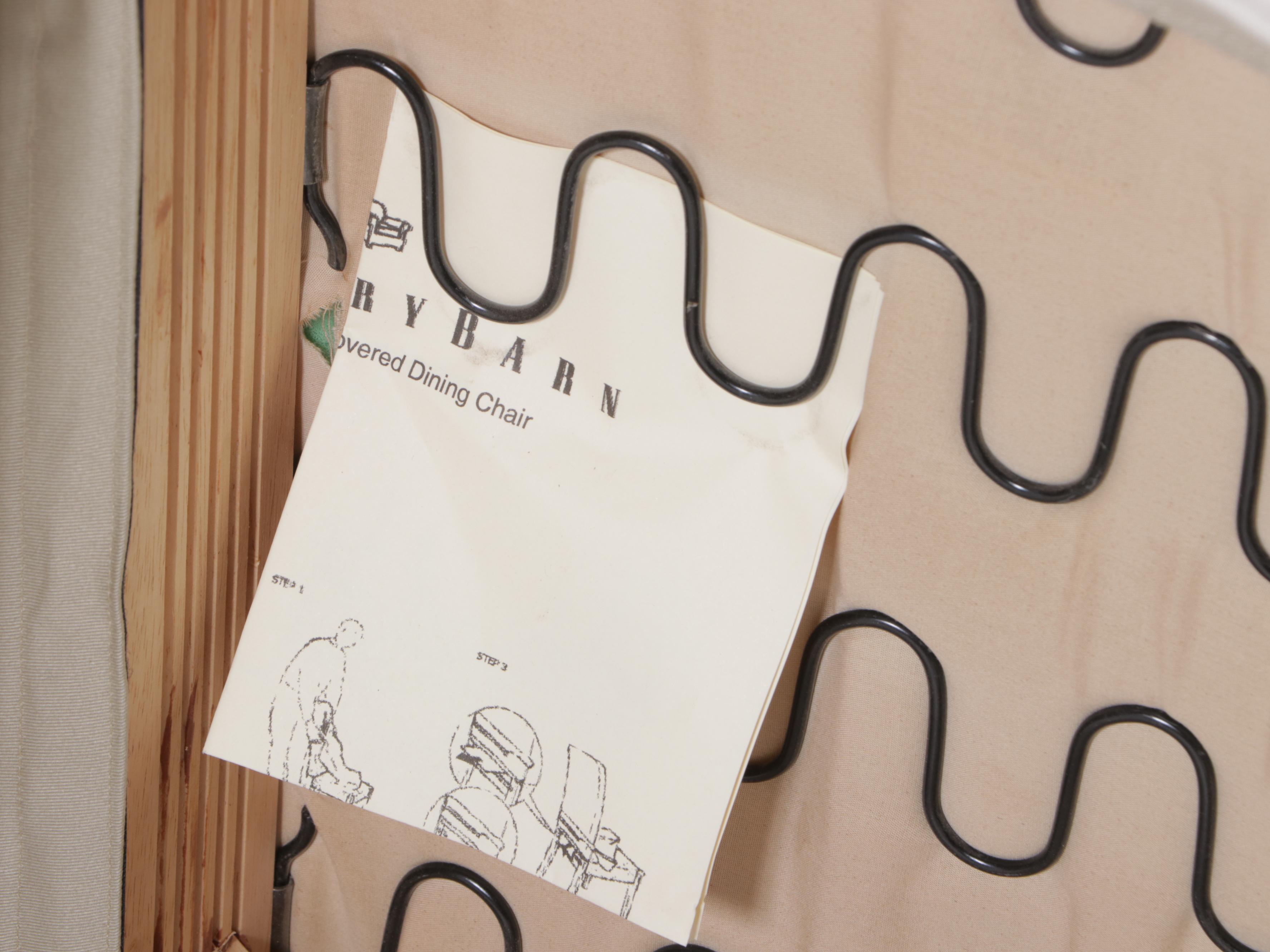 Six Pottery Barn "Megan" Slip-Covered Birch Side Chairs