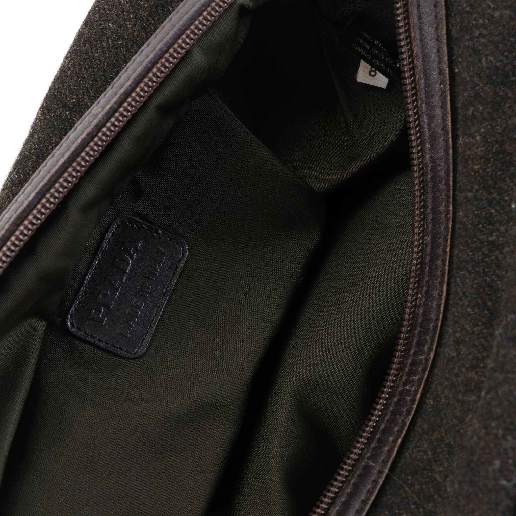 Prada Wool Zip Toiletry/Makeup Case with Leather Trim