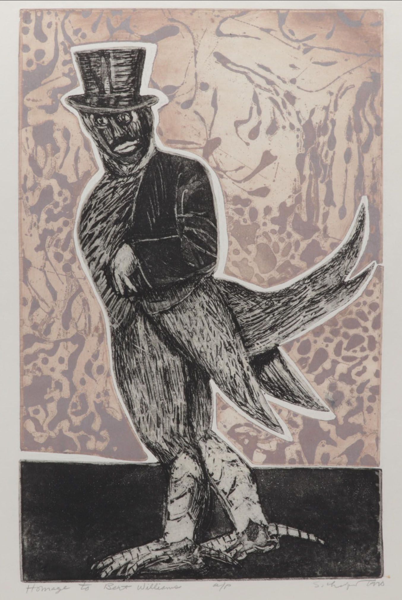Sidney Chafetz Color Etching "Homage to Bert Williams," 1970