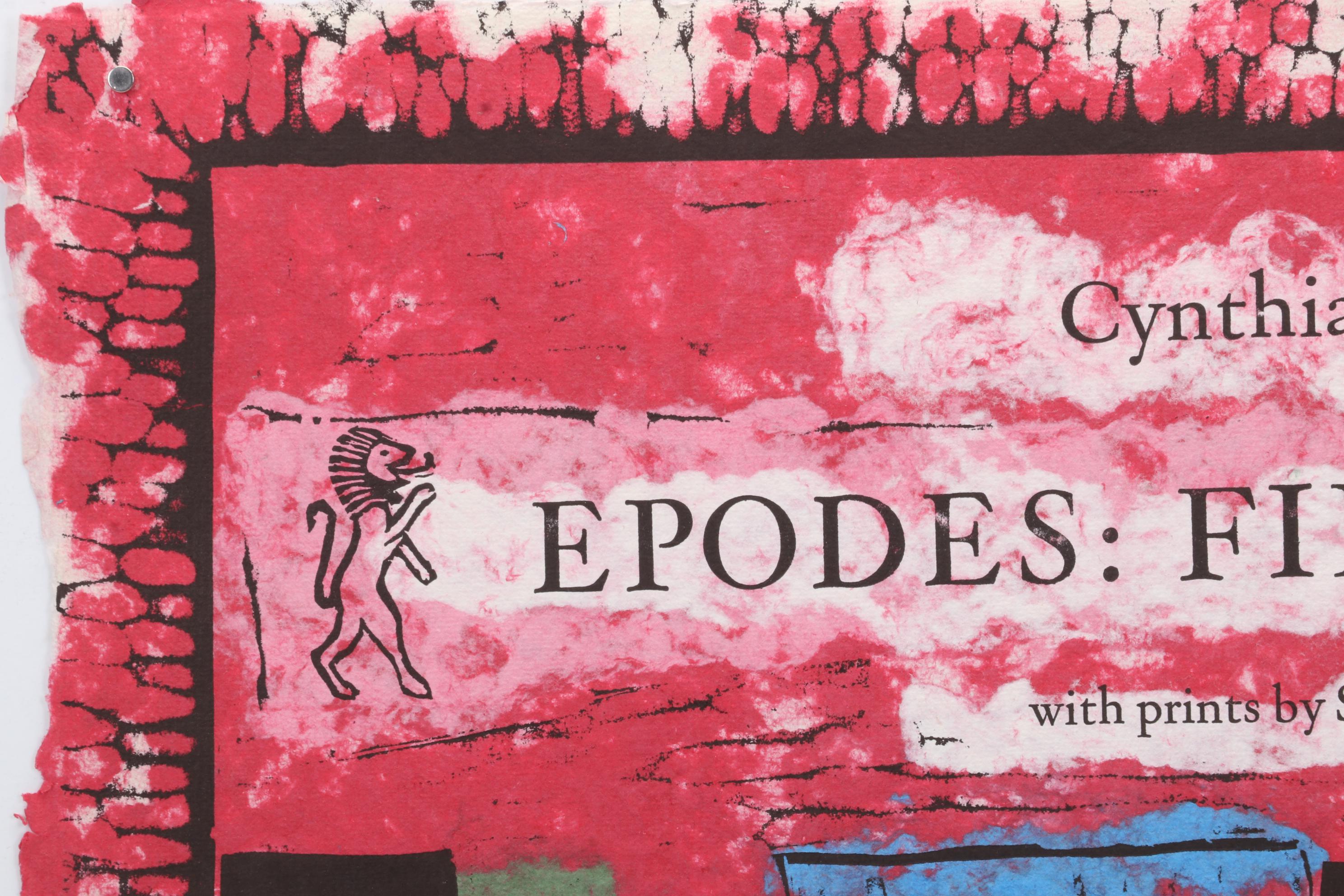 Sidney Chafetz Linocut and Letterpress "Title Page (Epodes: First Poems)," 1992