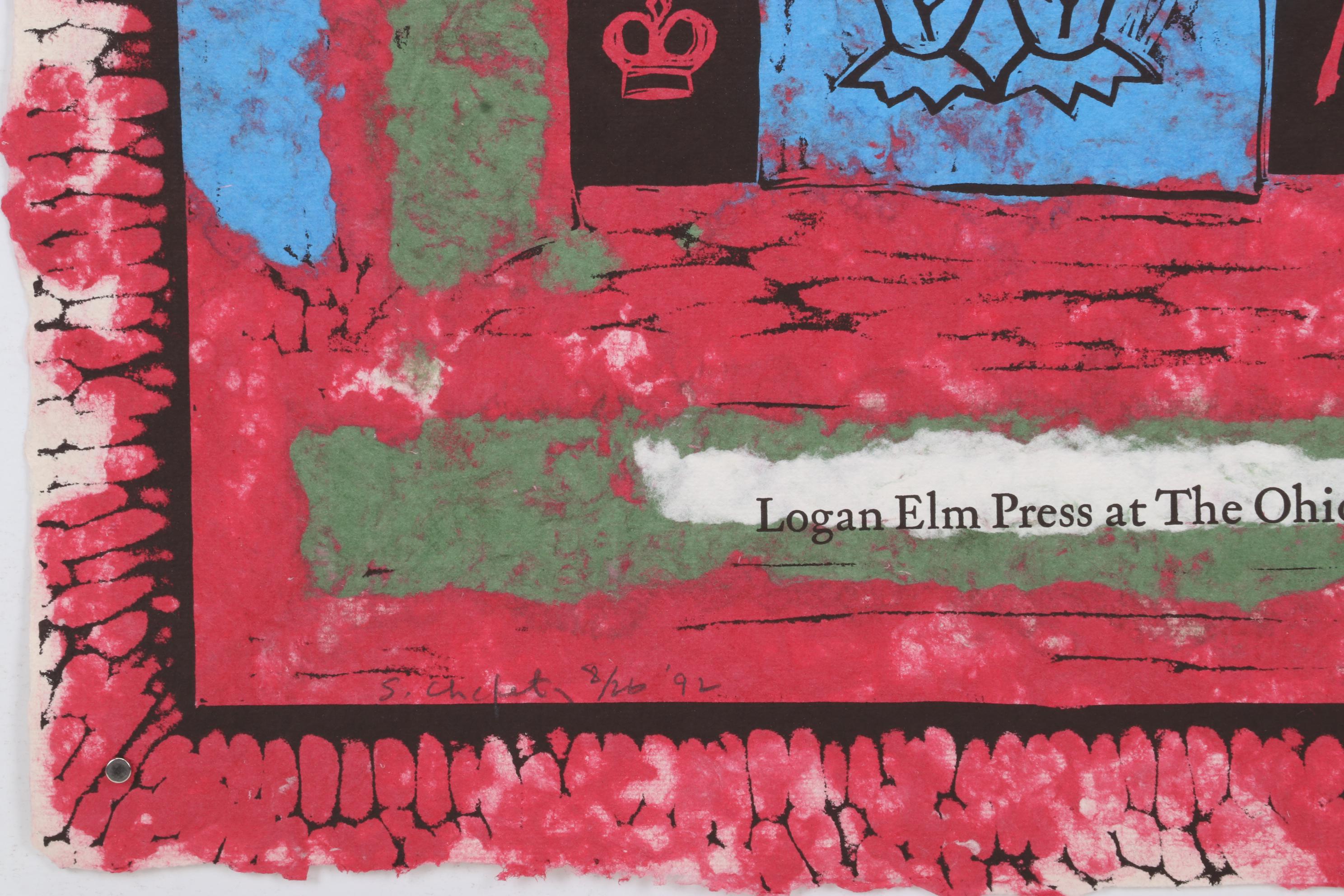 Sidney Chafetz Linocut and Letterpress "Title Page (Epodes: First Poems)," 1992