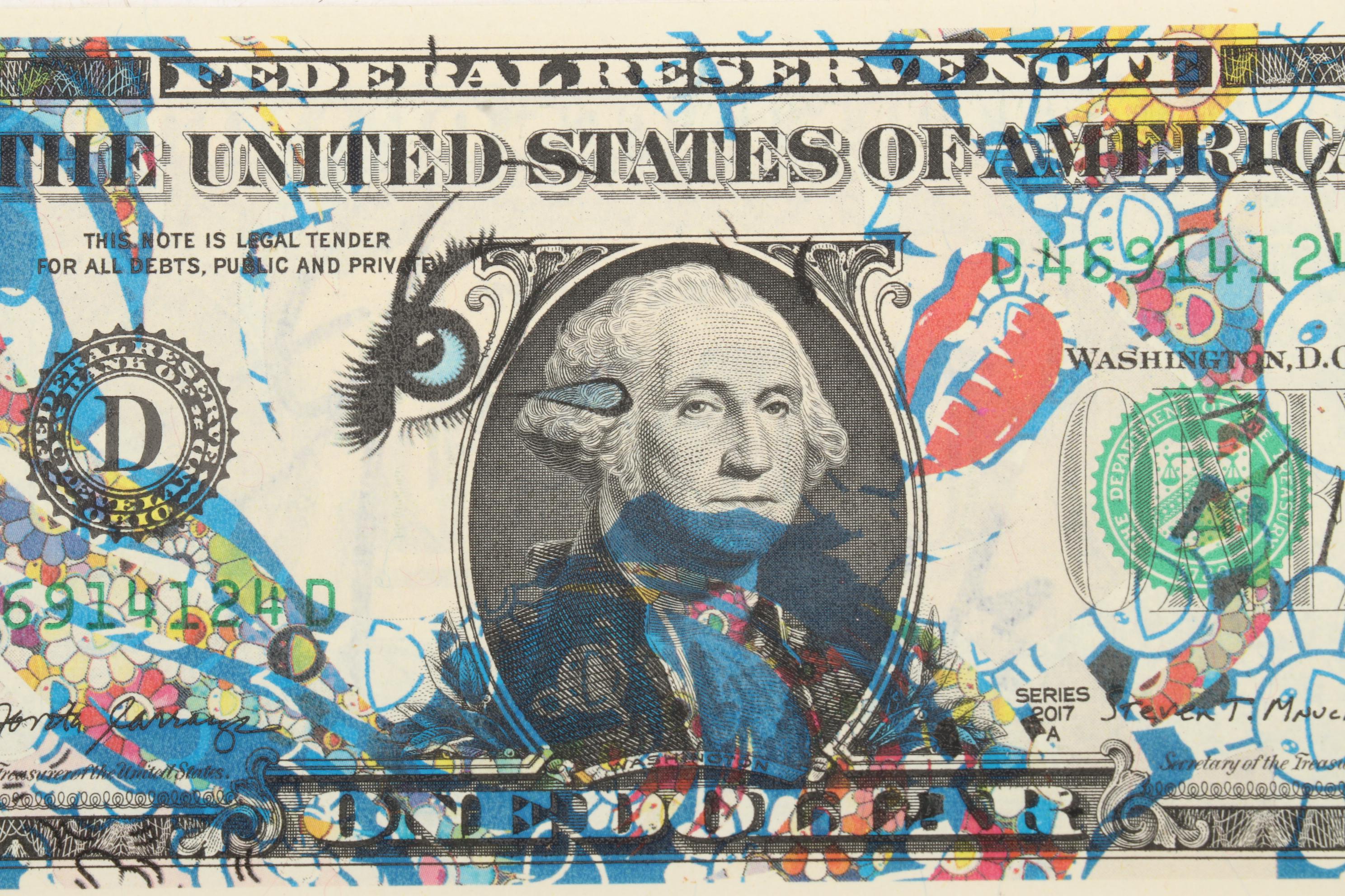 Death NYC Pop Art Defaced One Dollar Bill