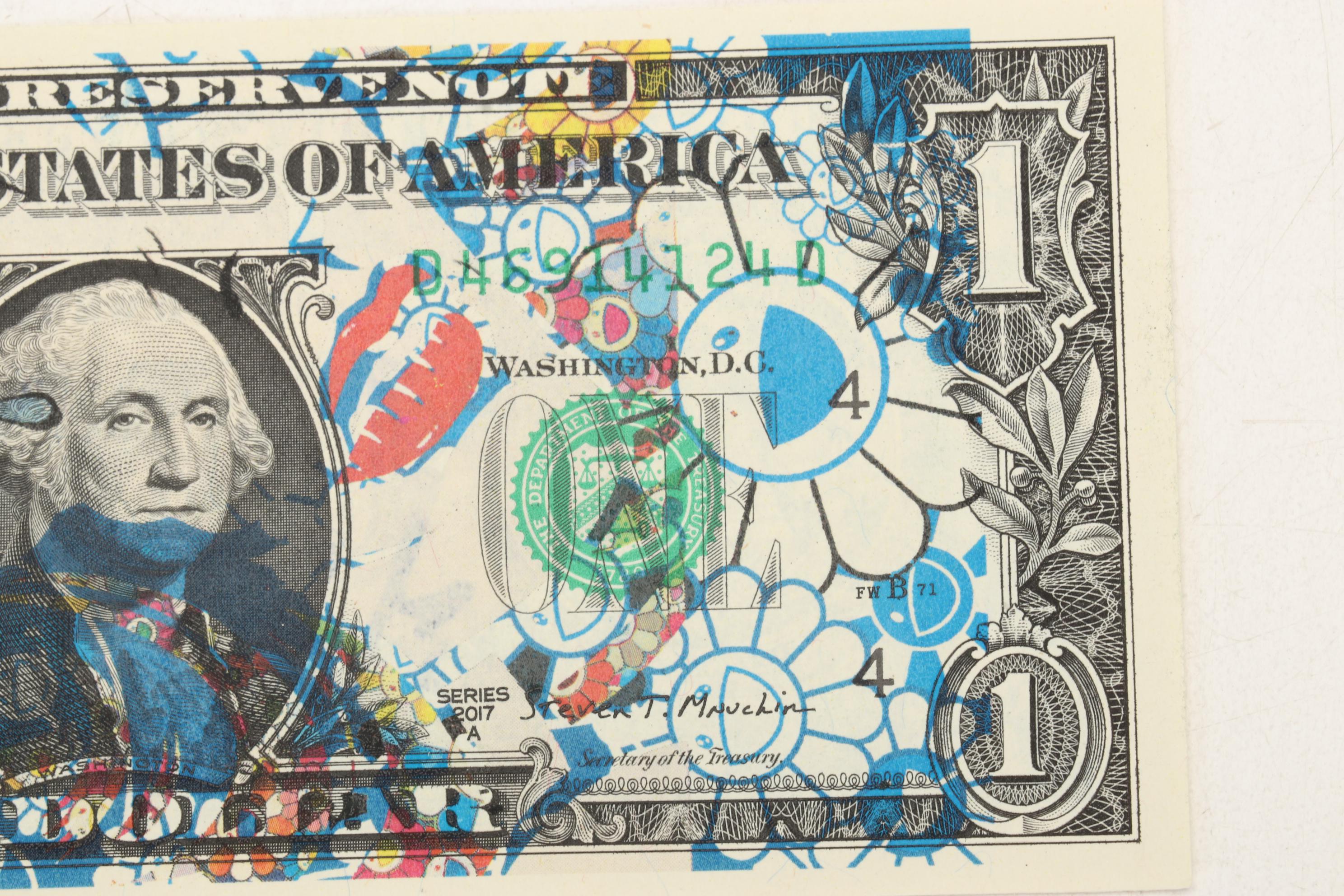 Death NYC Pop Art Defaced One Dollar Bill