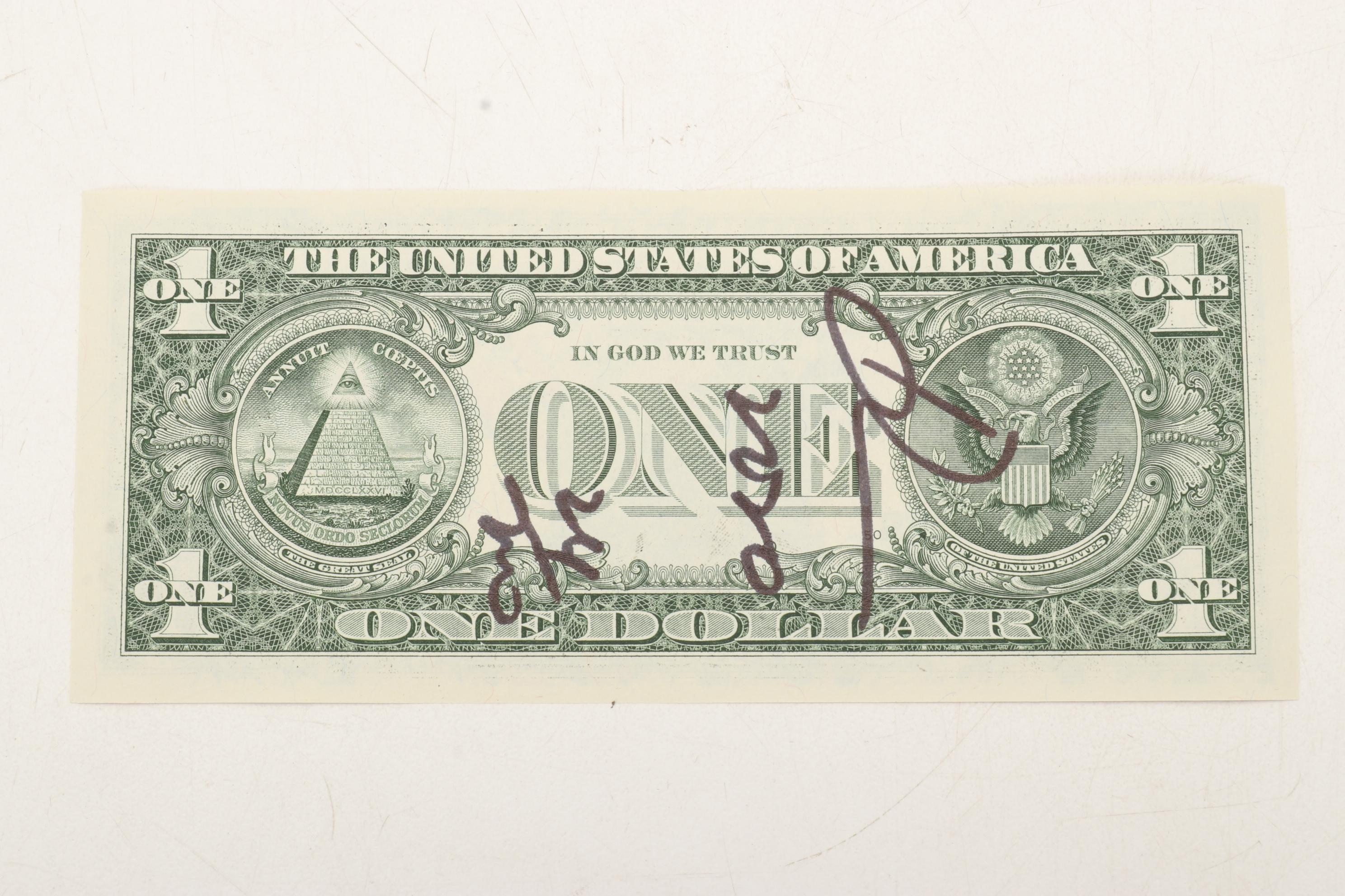 Death NYC Pop Art Defaced One Dollar Bill