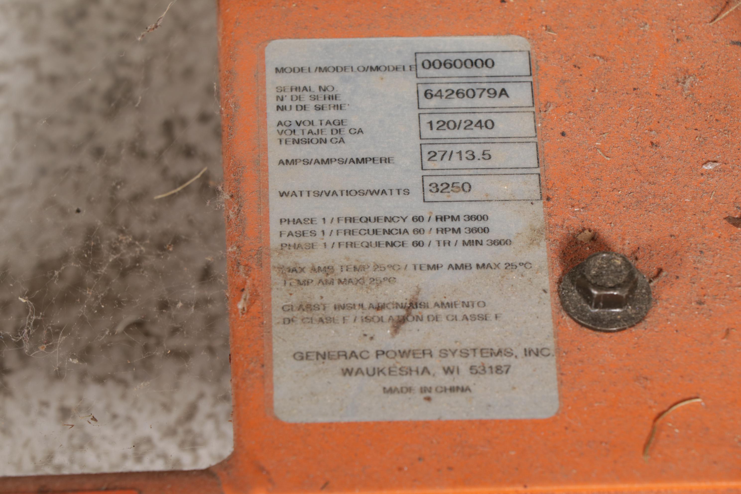 Generac LP3250 Propane Powered Generator