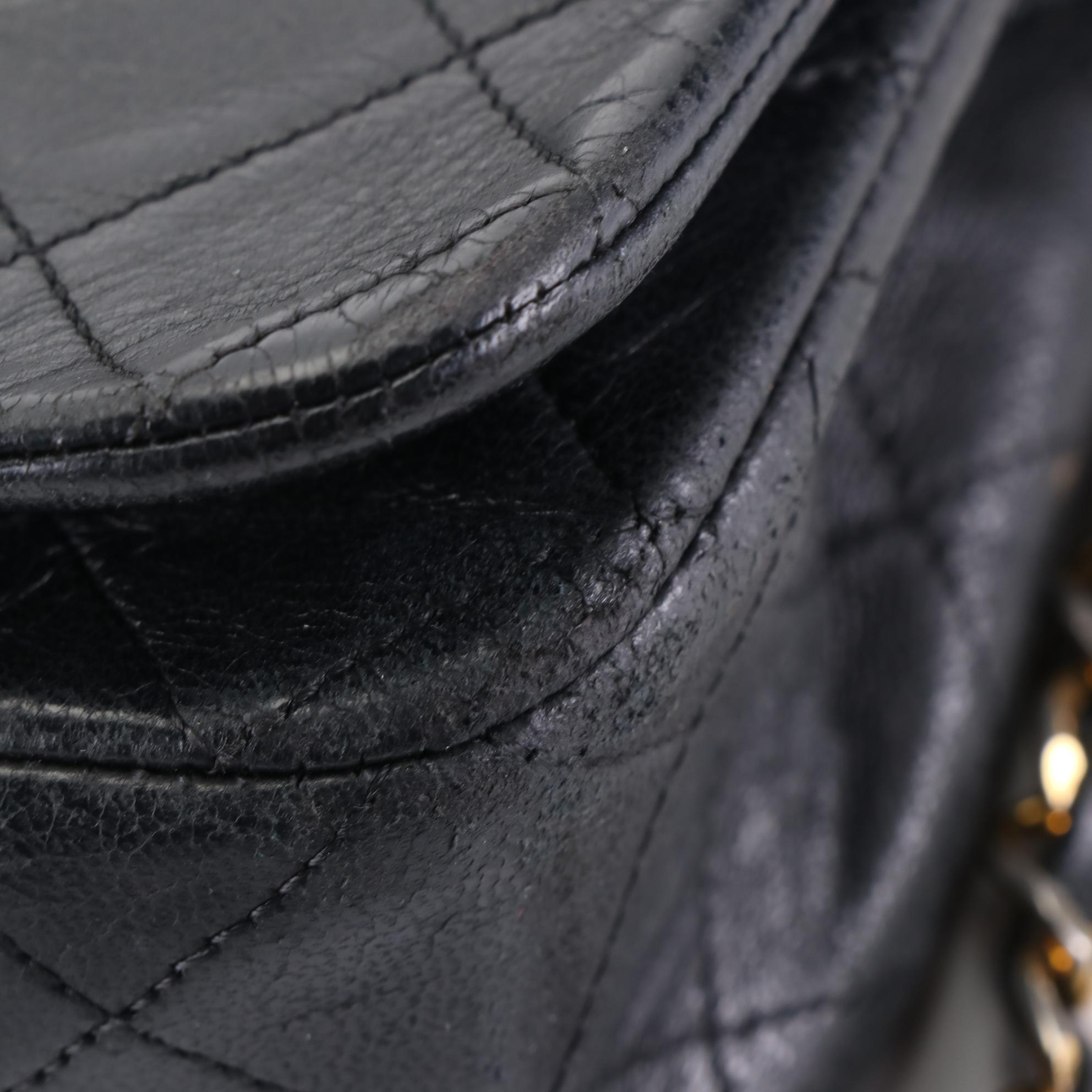 Chanel Small Single Flap Shoulder Bag in Black Diamond Stitched Leather