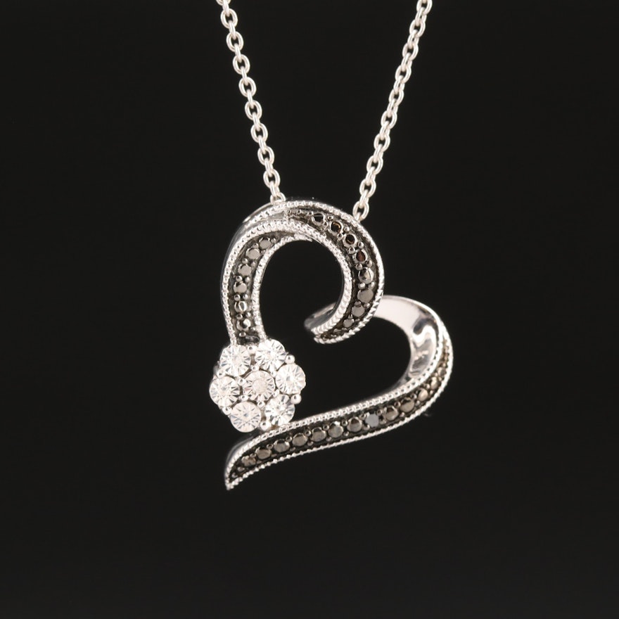 Sterling Diamond Heart Necklace