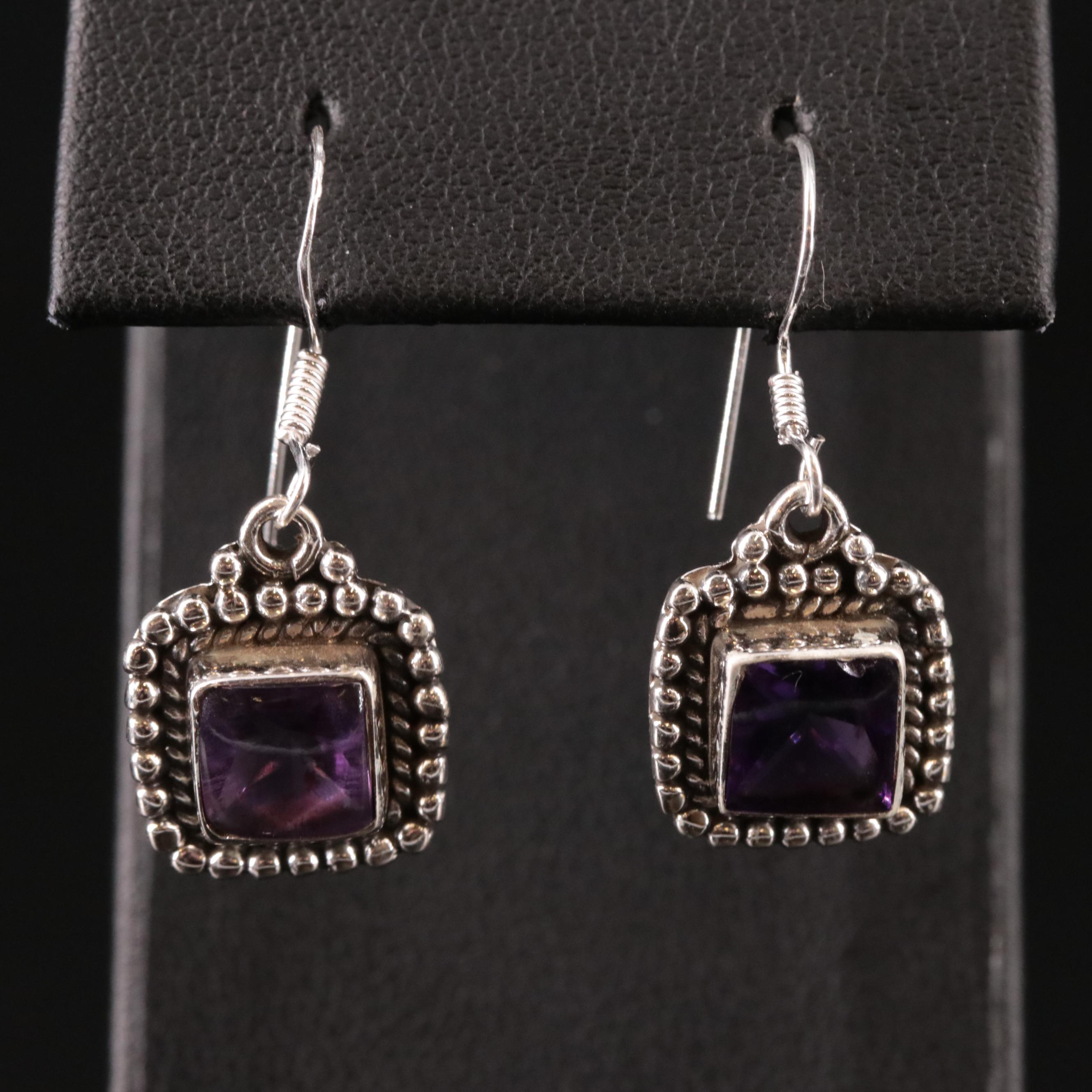Sterling Amethyst Dangle Earrings