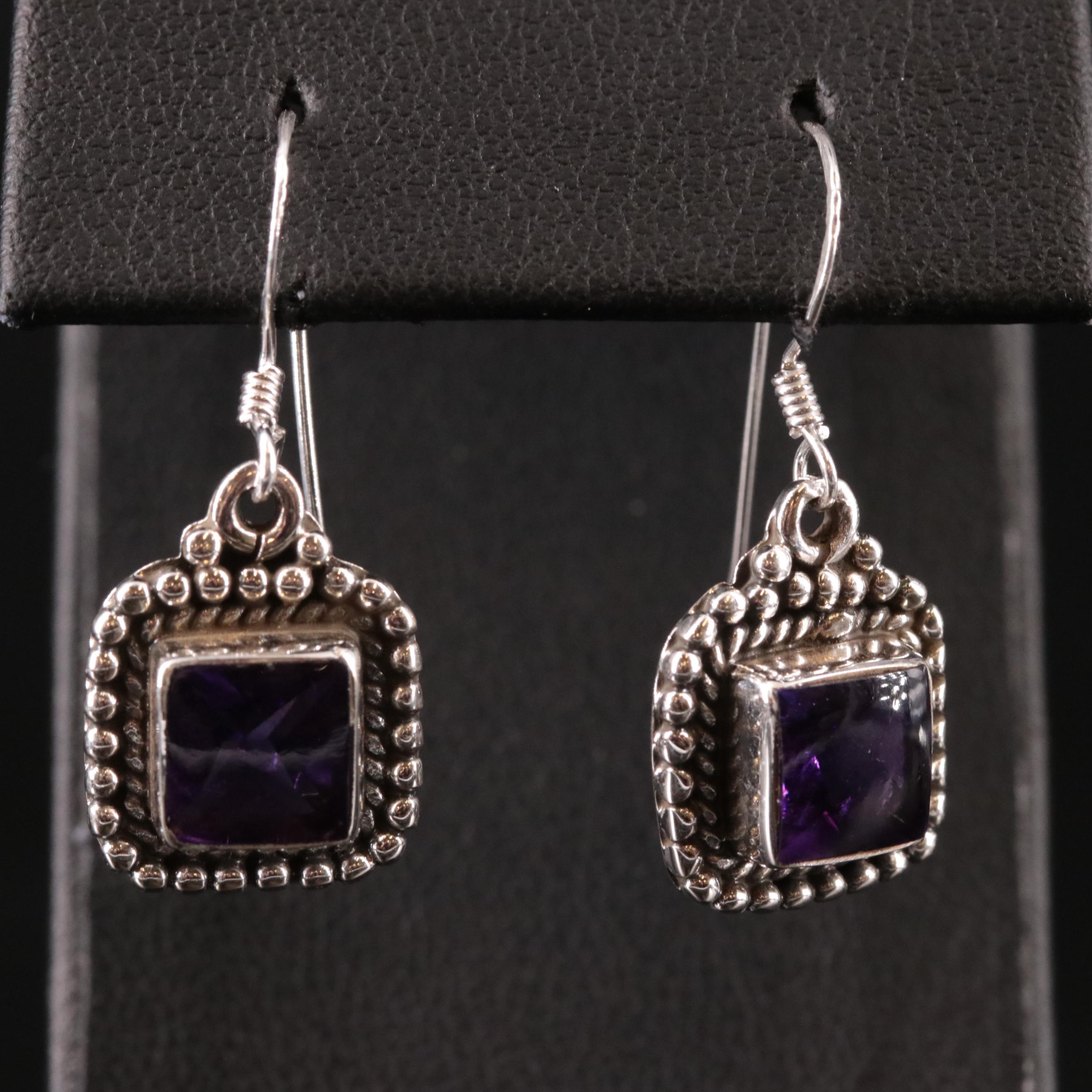 Sterling Amethyst Dangle Earrings