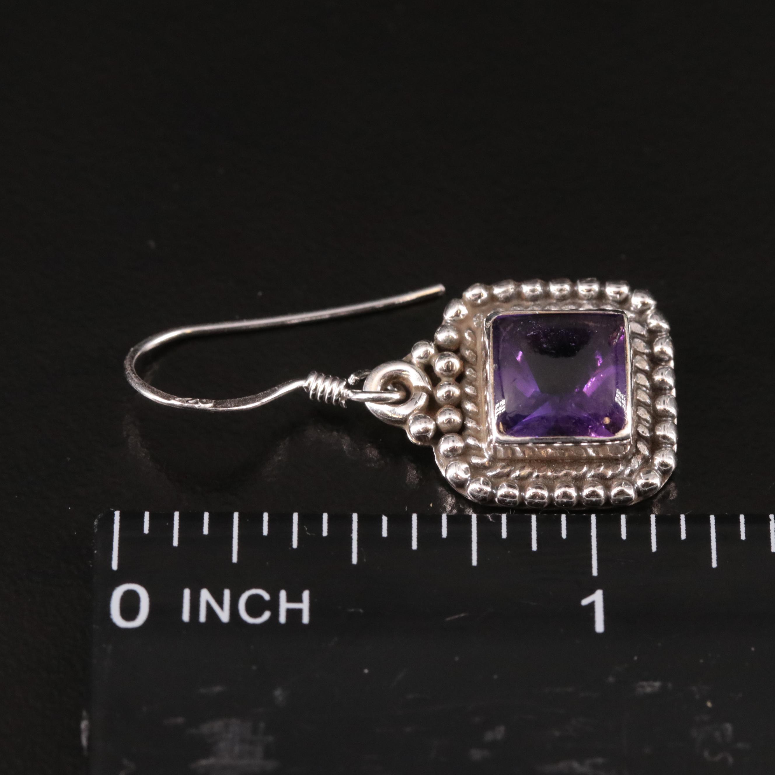 Sterling Amethyst Dangle Earrings