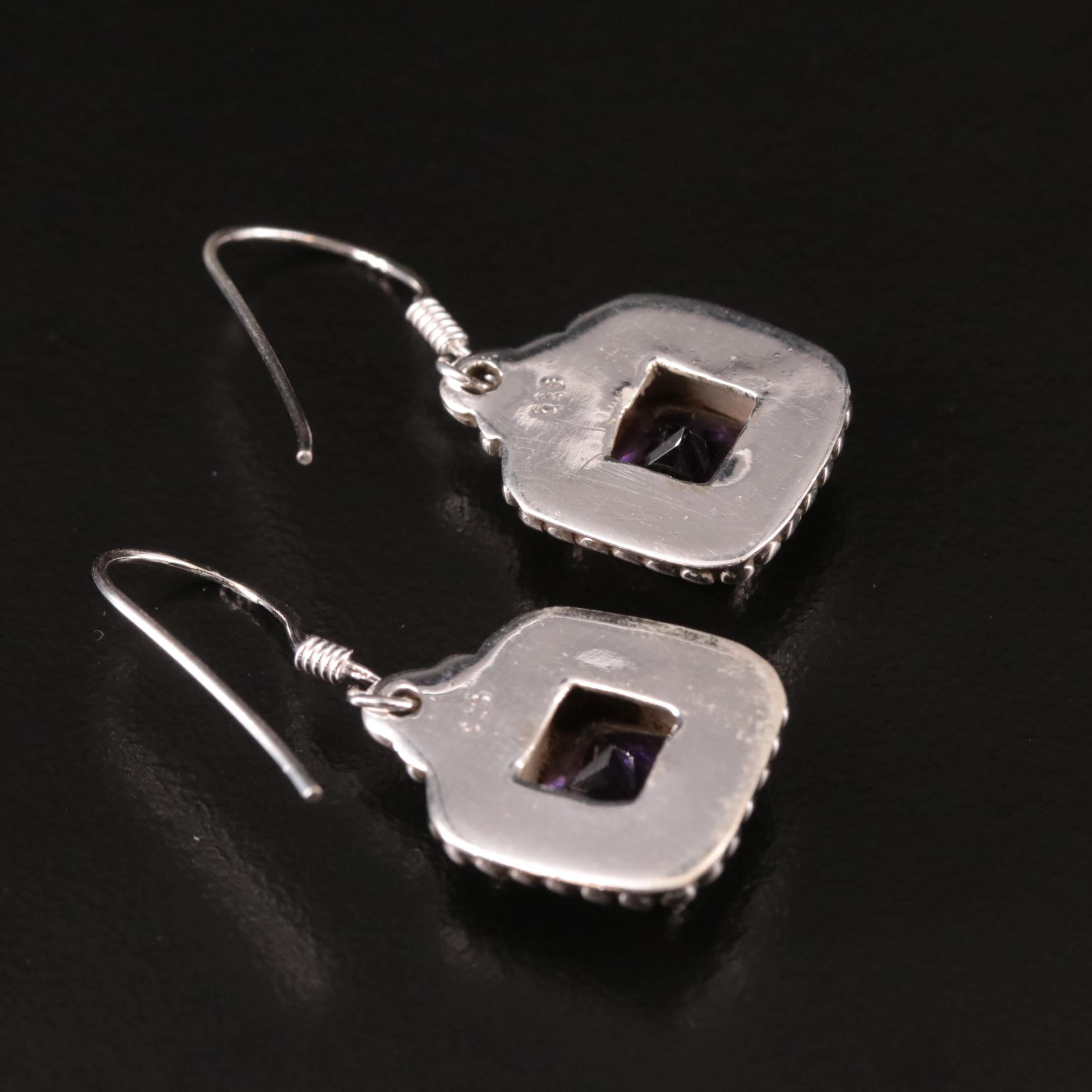Sterling Amethyst Dangle Earrings