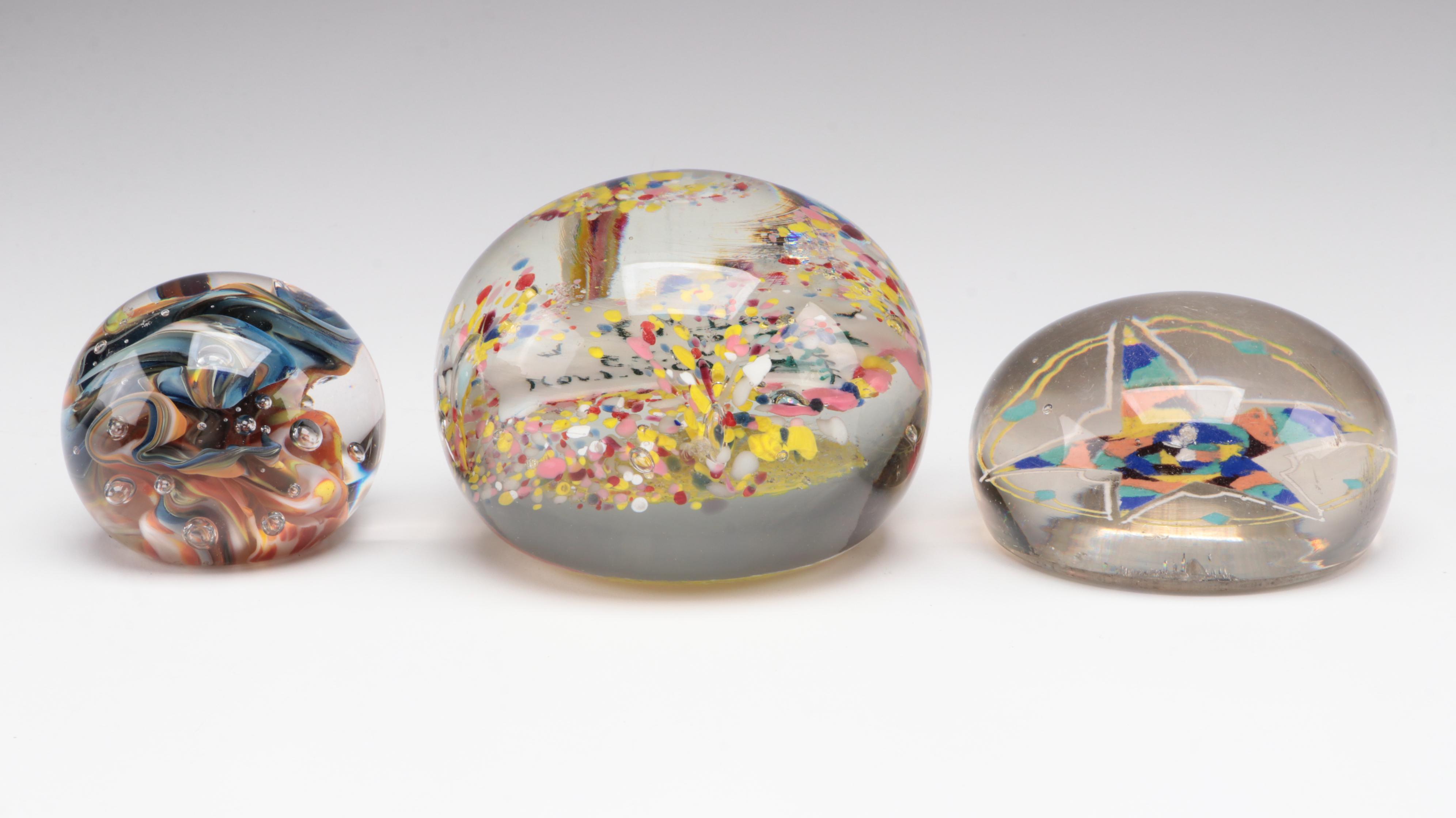 Millefiori, Confetti, Controlled Bubble and Swirl Glass Paperweights