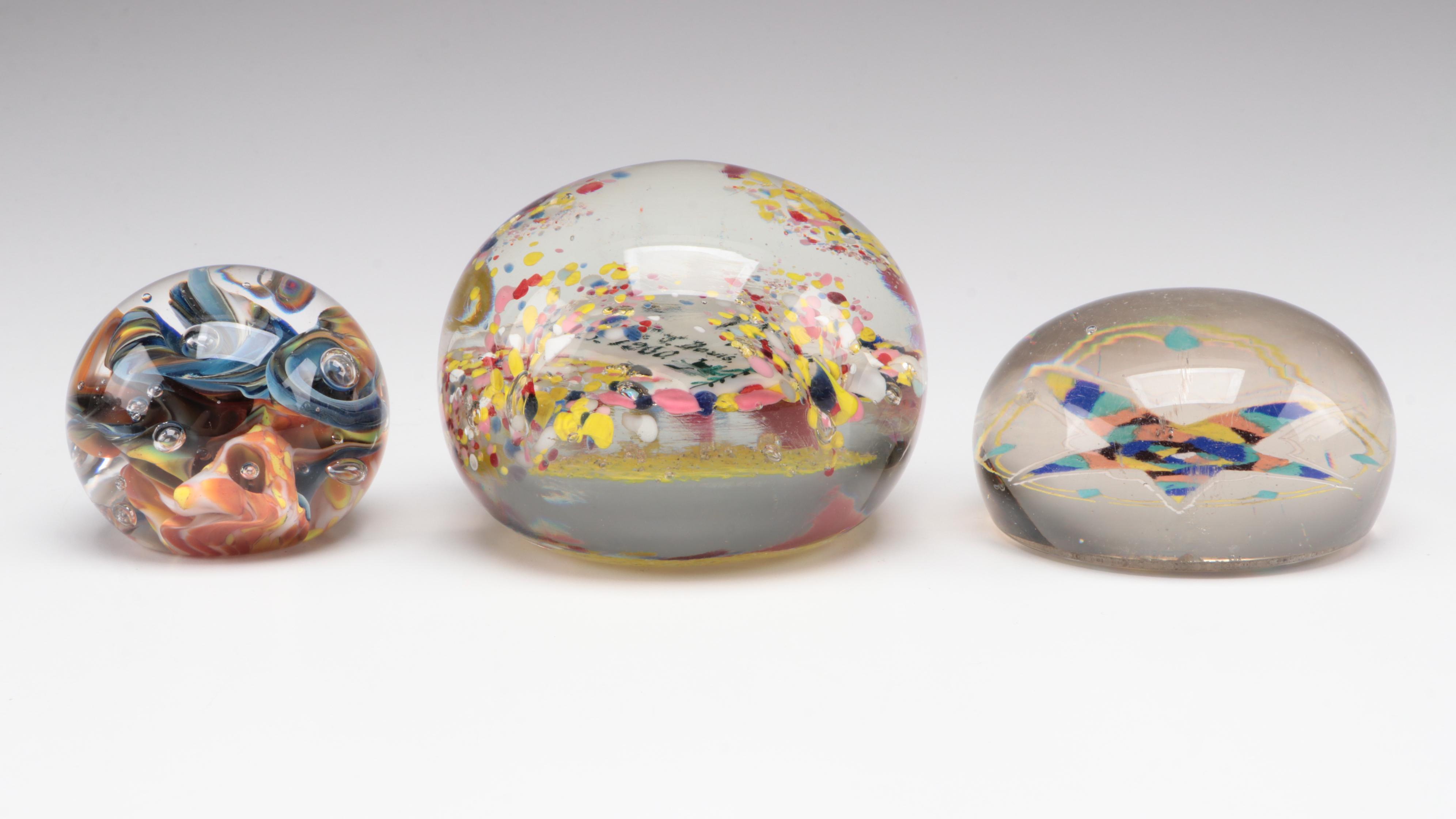 Millefiori, Confetti, Controlled Bubble and Swirl Glass Paperweights