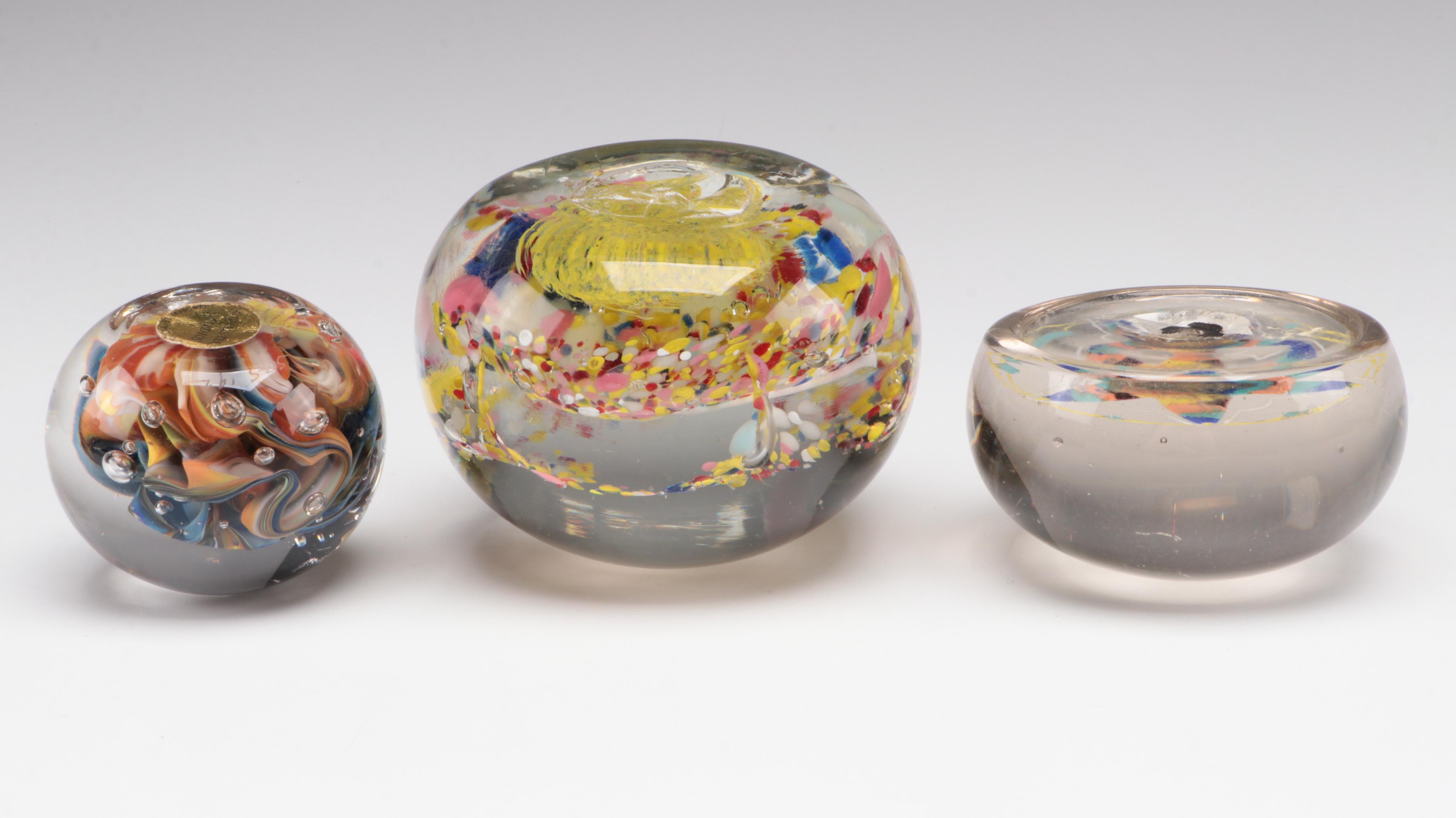 Millefiori, Confetti, Controlled Bubble and Swirl Glass Paperweights