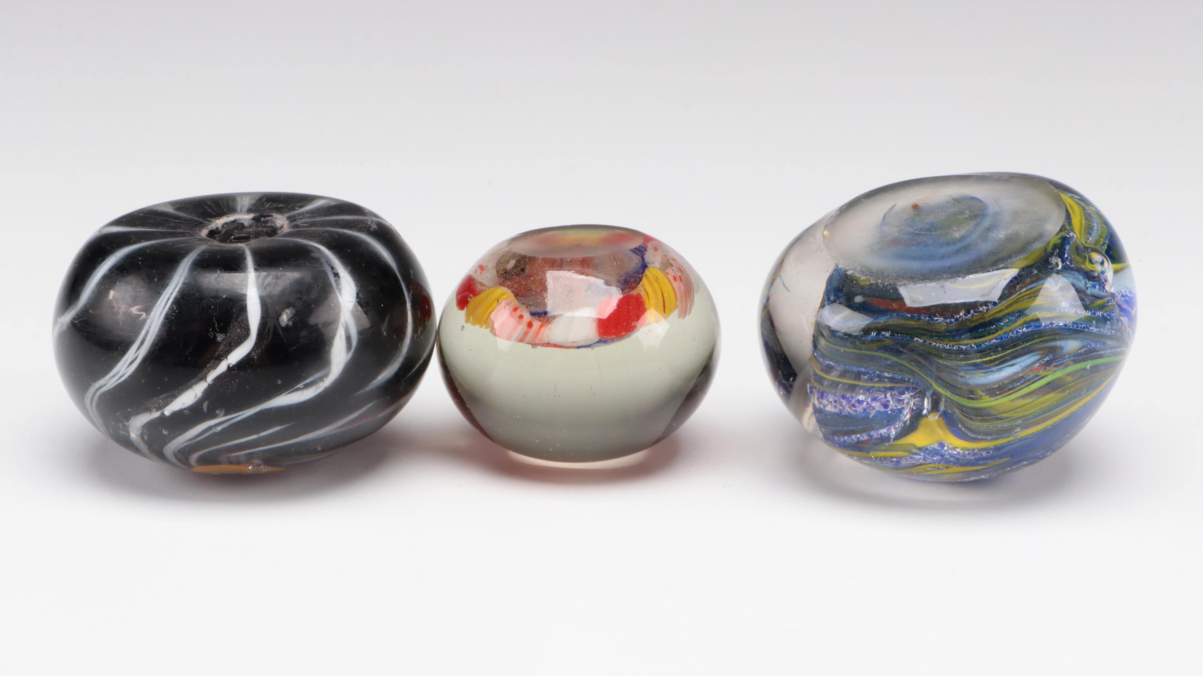 Millefiori, Confetti, Controlled Bubble and Swirl Glass Paperweights