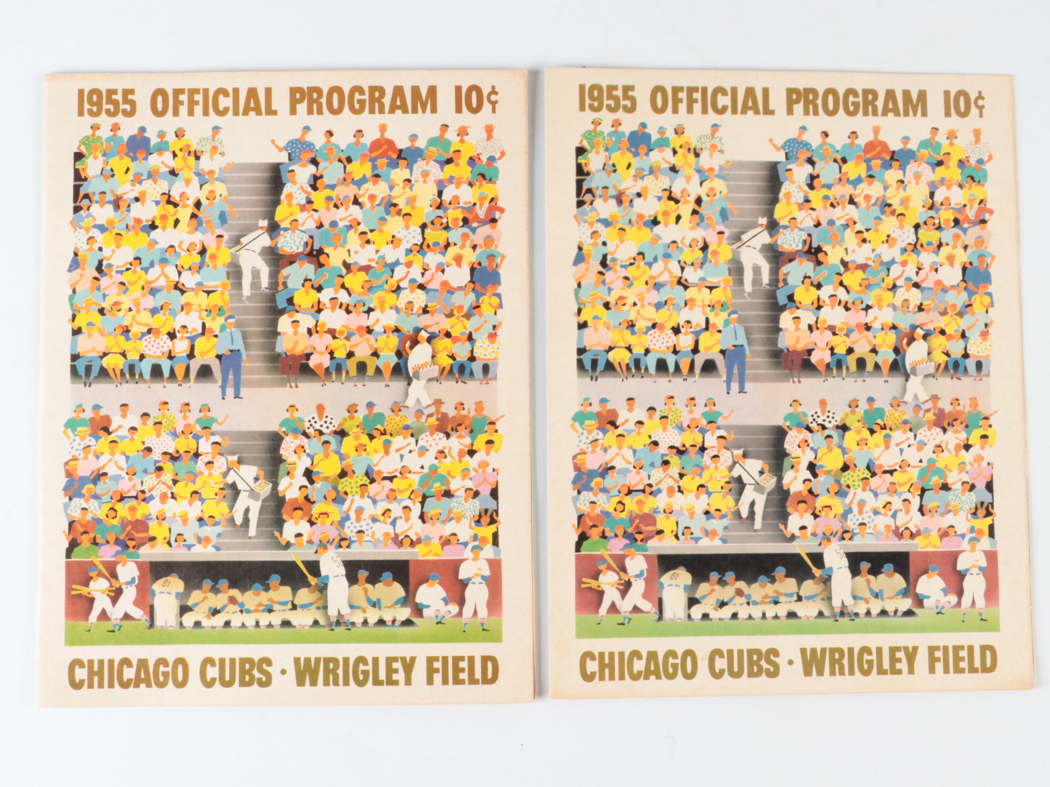 Chicago Cubs Official Programs with Personalized Scorebook, Banks, Musial, 1950s