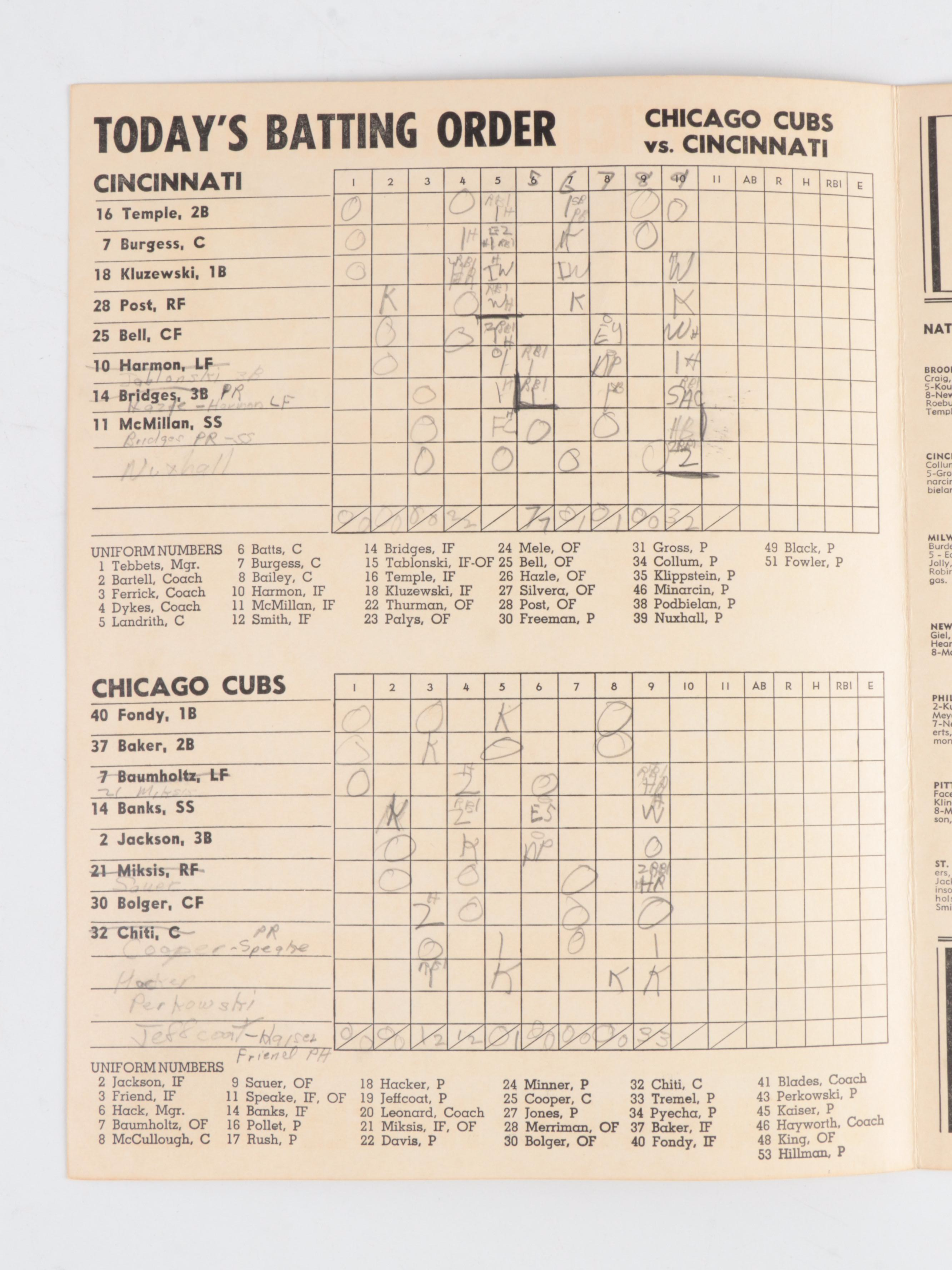 Chicago Cubs Official Programs with Personalized Scorebook, Banks, Musial, 1950s