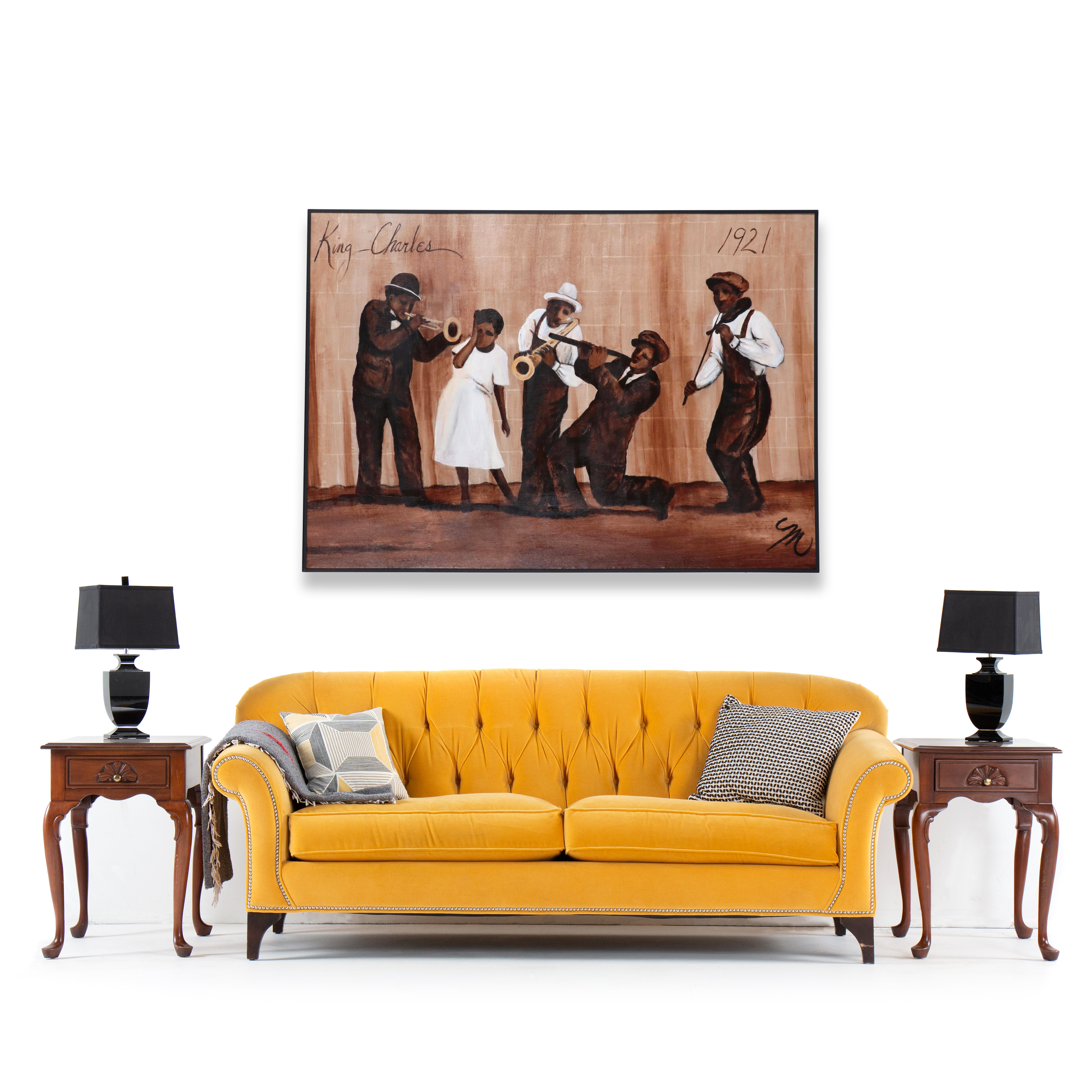 Molly Dee Large Scale Acrylic Painting "King Charles - 1921," Late 20th Century