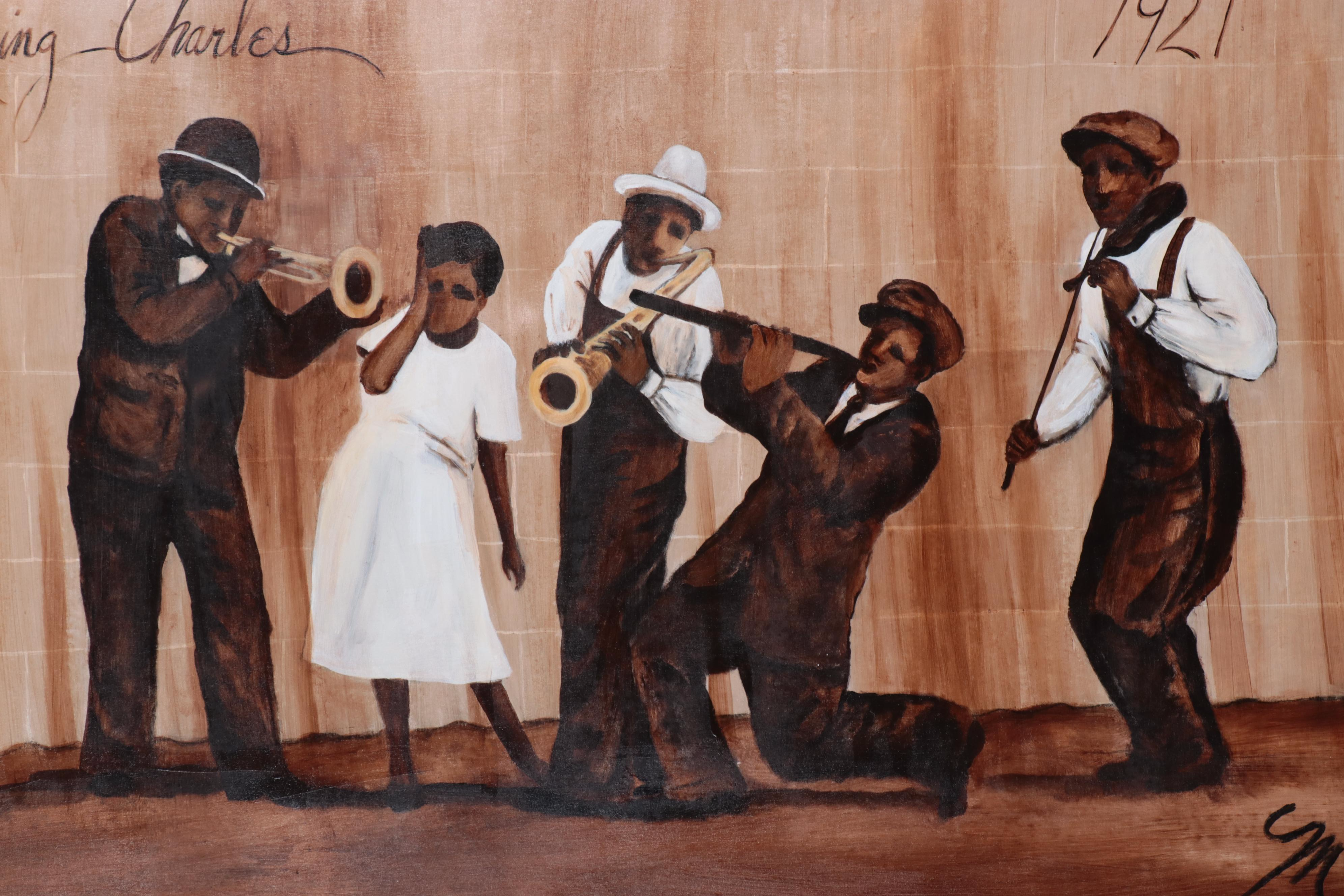 Molly Dee Large Scale Acrylic Painting "King Charles - 1921," Late 20th Century