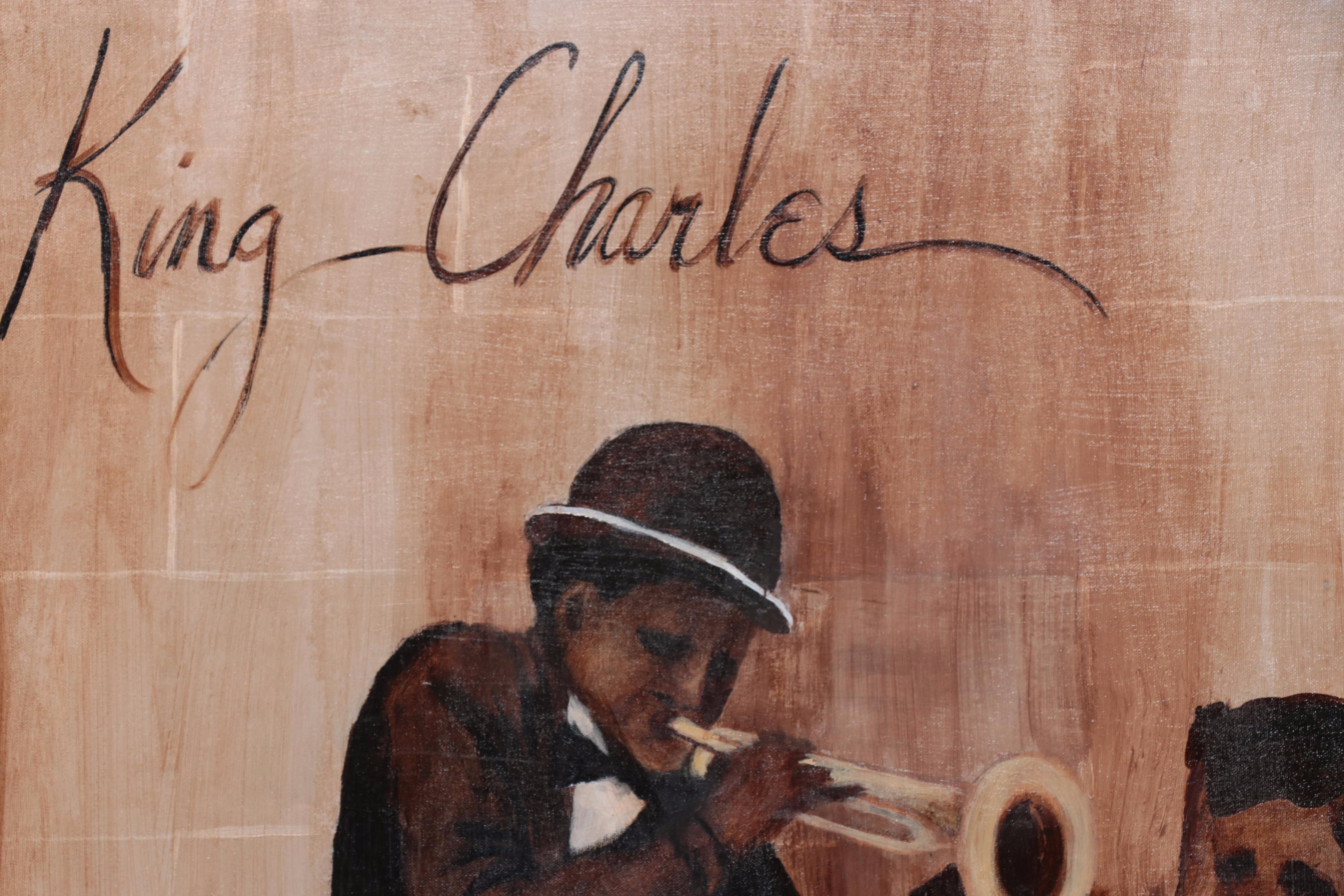 Molly Dee Large Scale Acrylic Painting "King Charles - 1921," Late 20th Century