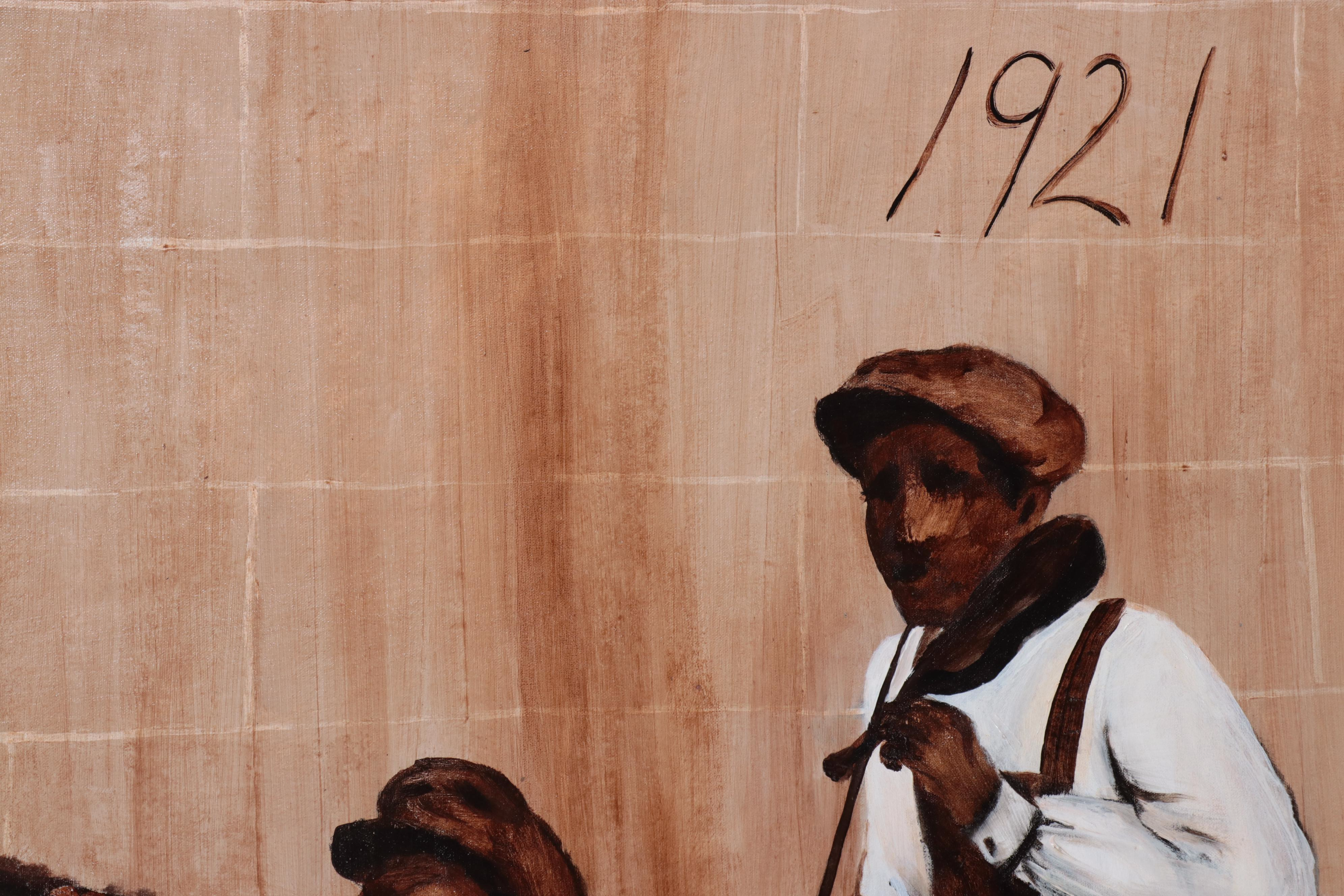 Molly Dee Large Scale Acrylic Painting "King Charles - 1921," Late 20th Century