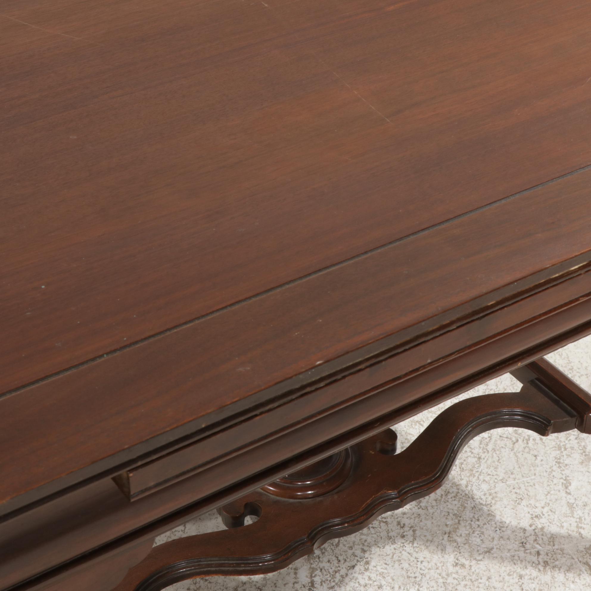 Jacobean Revival Walnut Dining Table, Chairs and Sideboard, circa 1930