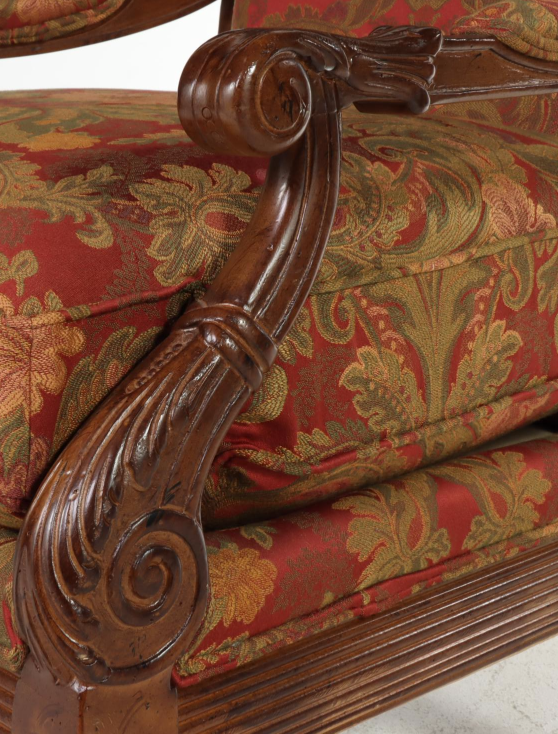 Wesley Hall Empire Style Beech and Custom-Upholstered Fauteuil