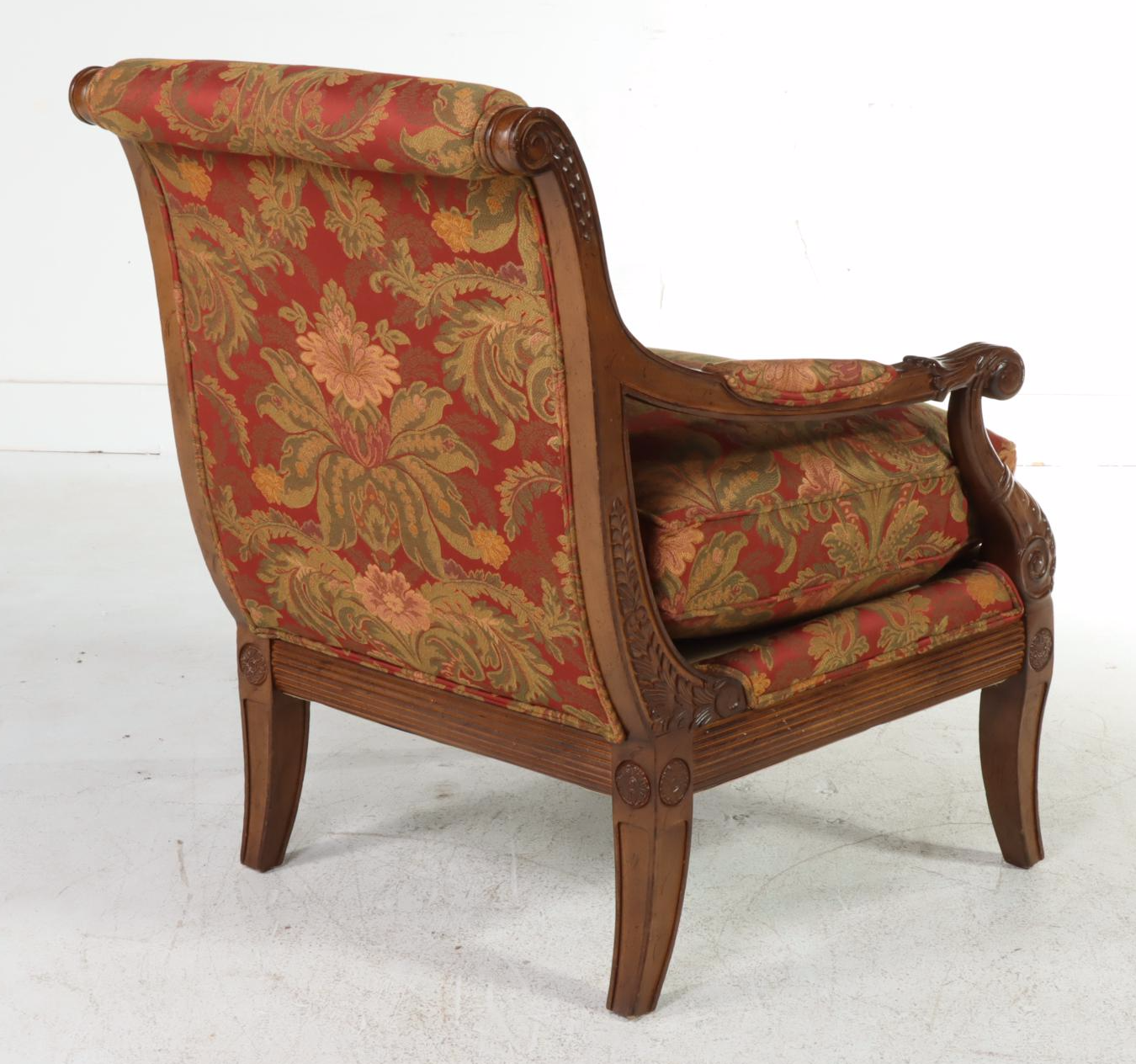 Wesley Hall Empire Style Beech and Custom-Upholstered Fauteuil