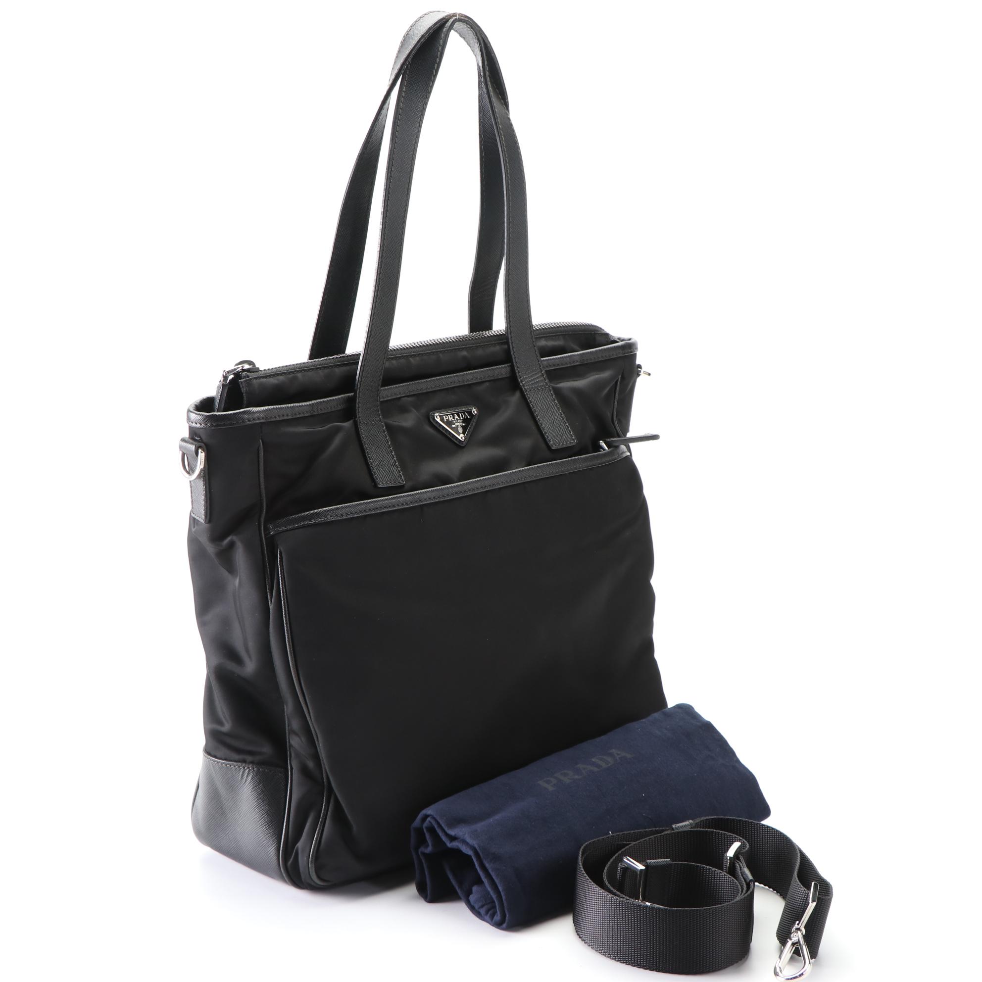 Prada Nylon Tessuto and Saffiano Leather Two-Way Bag