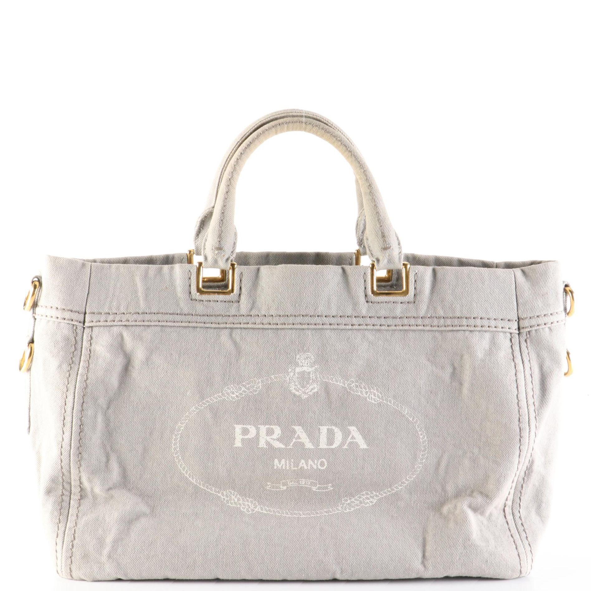 Prada Cabas Logo Canvas Tote Bag