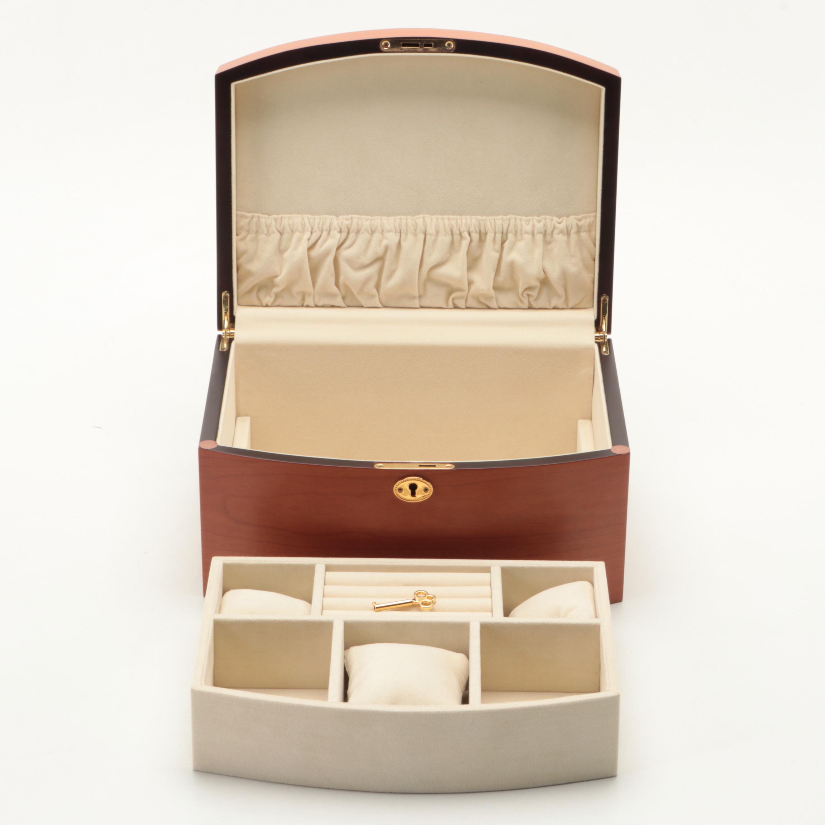 Jere Cherry Wood Finish Luxury Jewelry Box