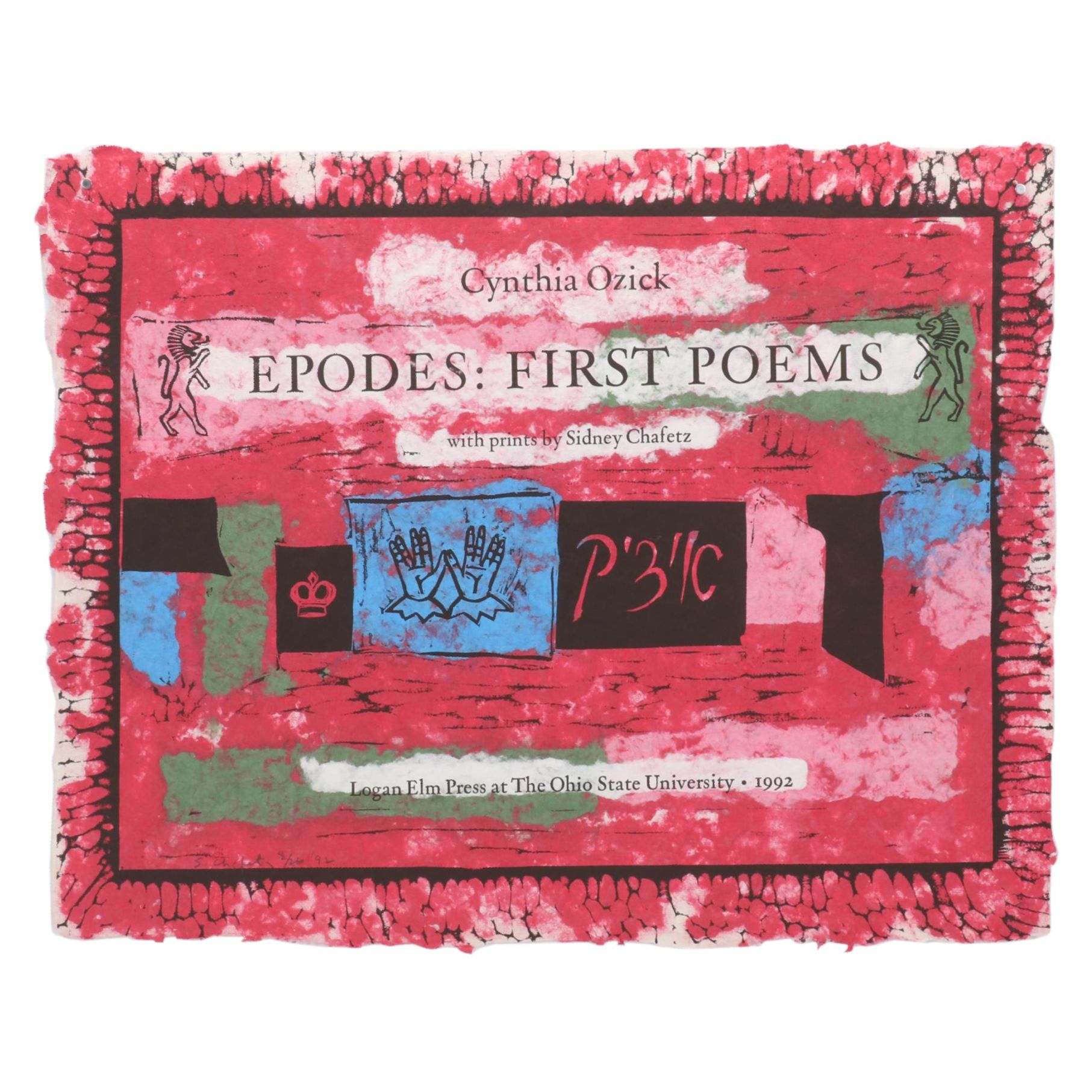 Sidney Chafetz Linocut and Letterpress "Title Page (Epodes: First Poems)," 1992