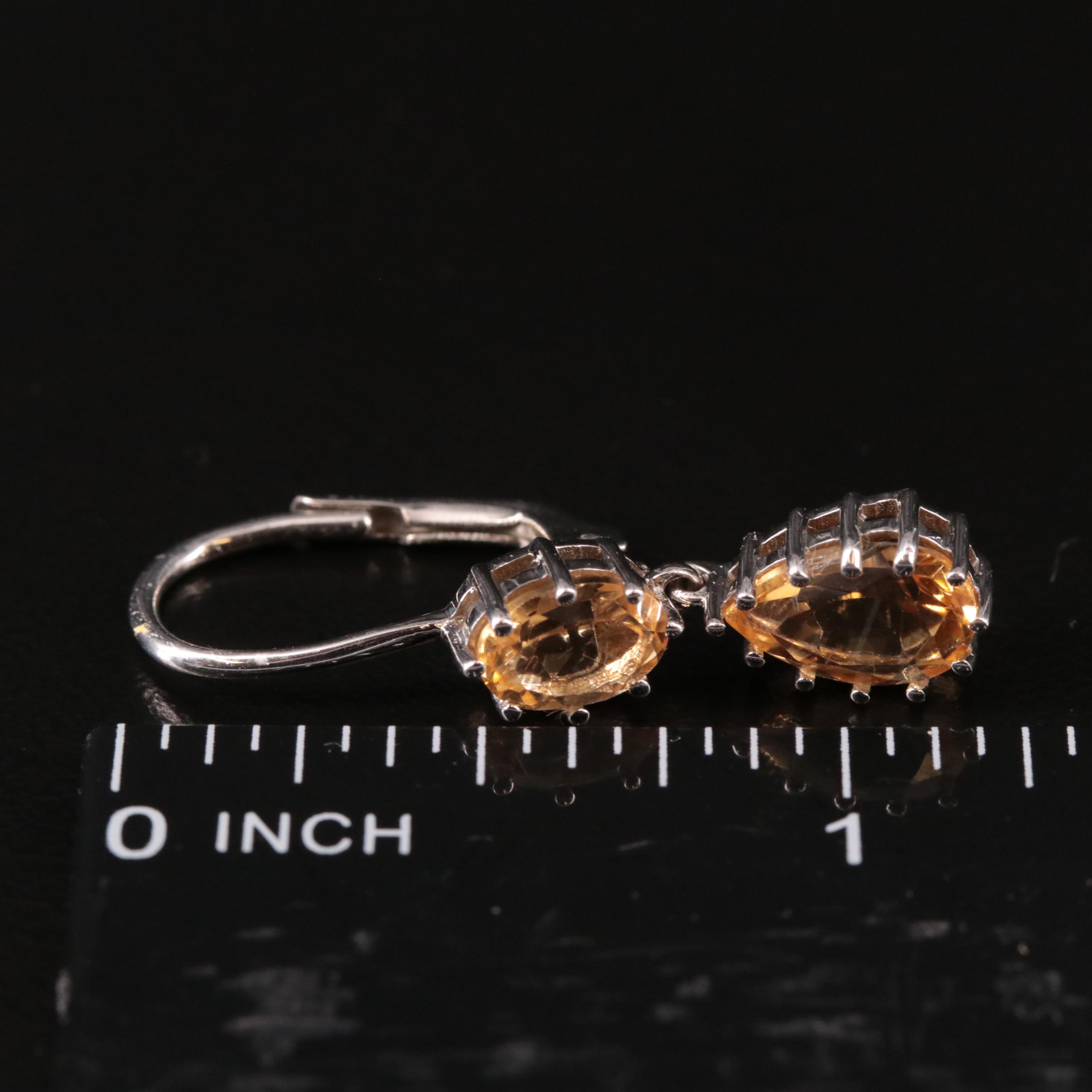 Sterling Citrine Drop Earrings
