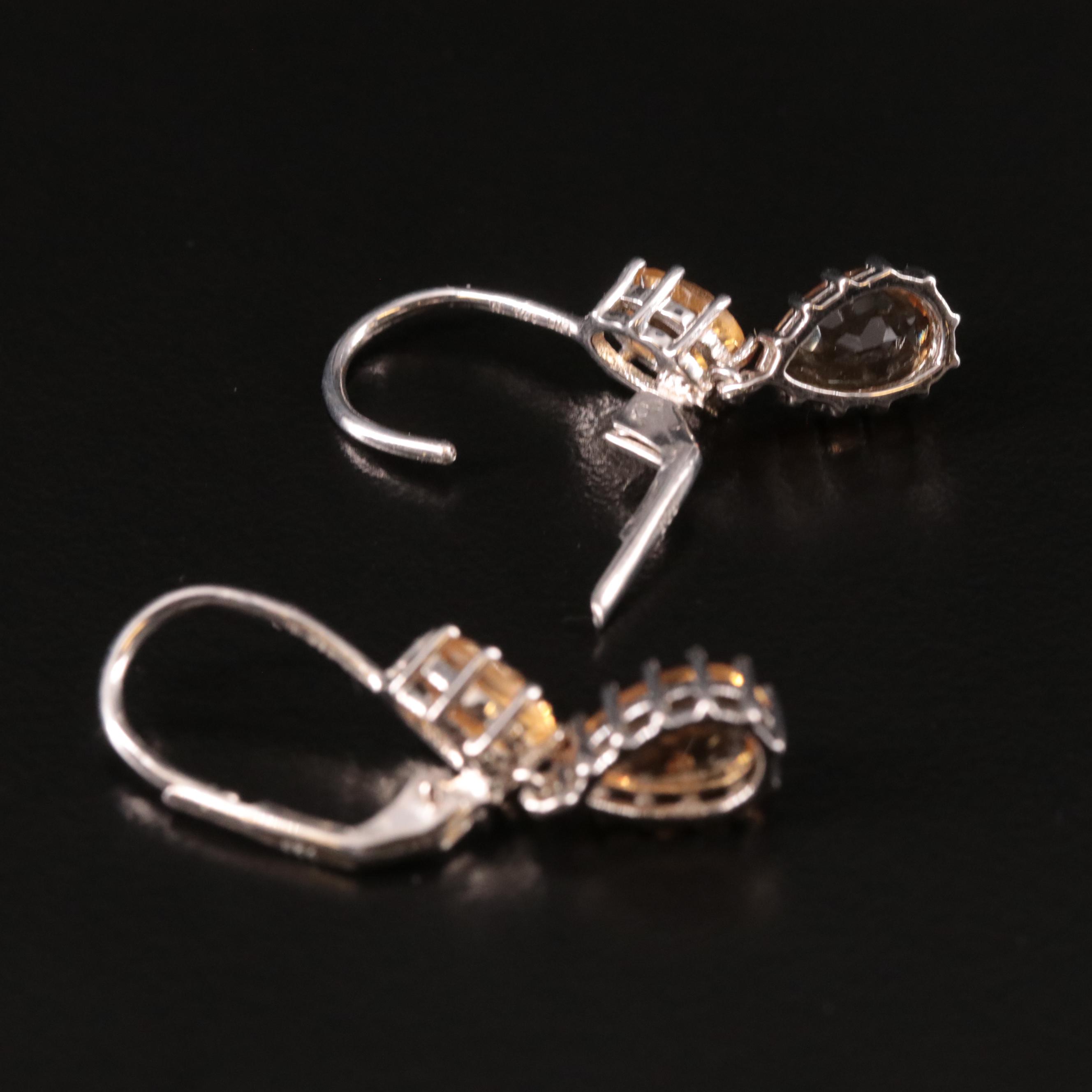 Sterling Citrine Drop Earrings