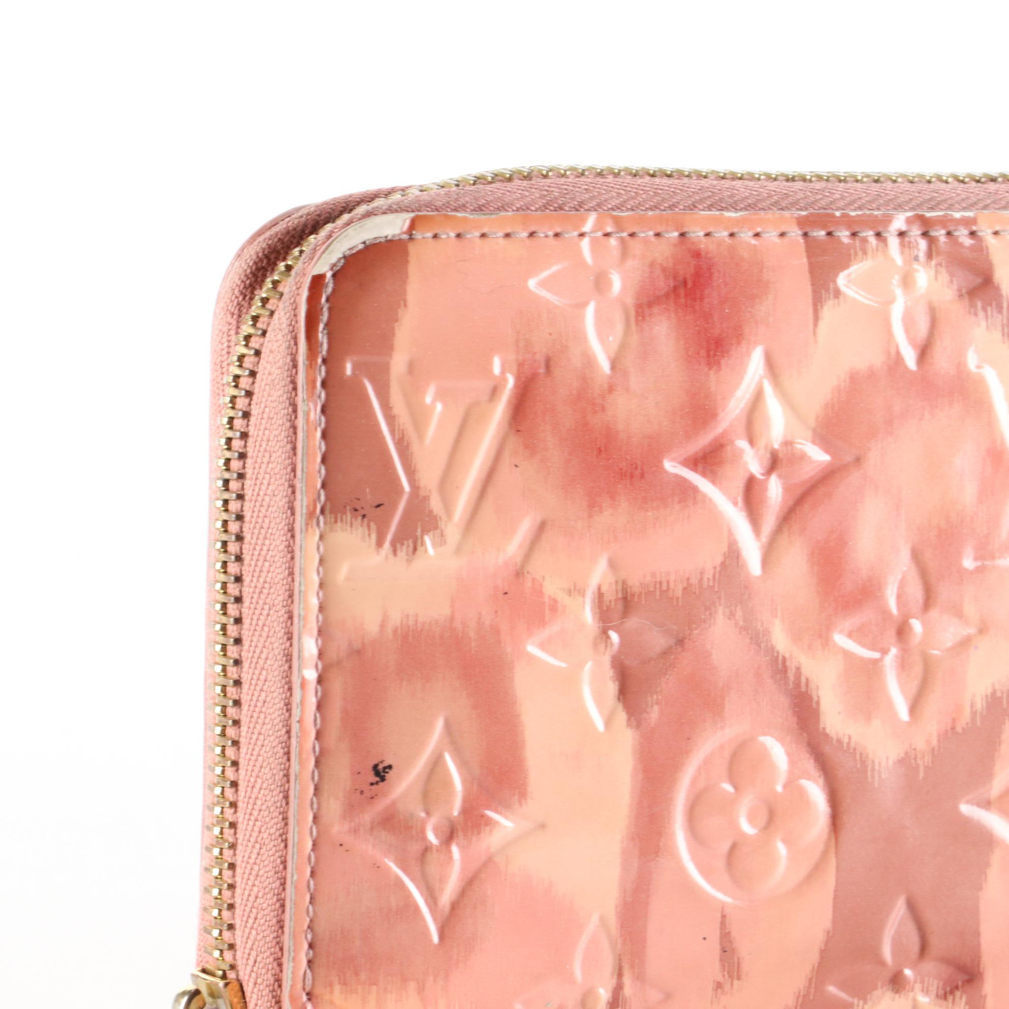 Louis Vuitton Zippy Wallet in Rose Velour Monogram Ikat Vernis