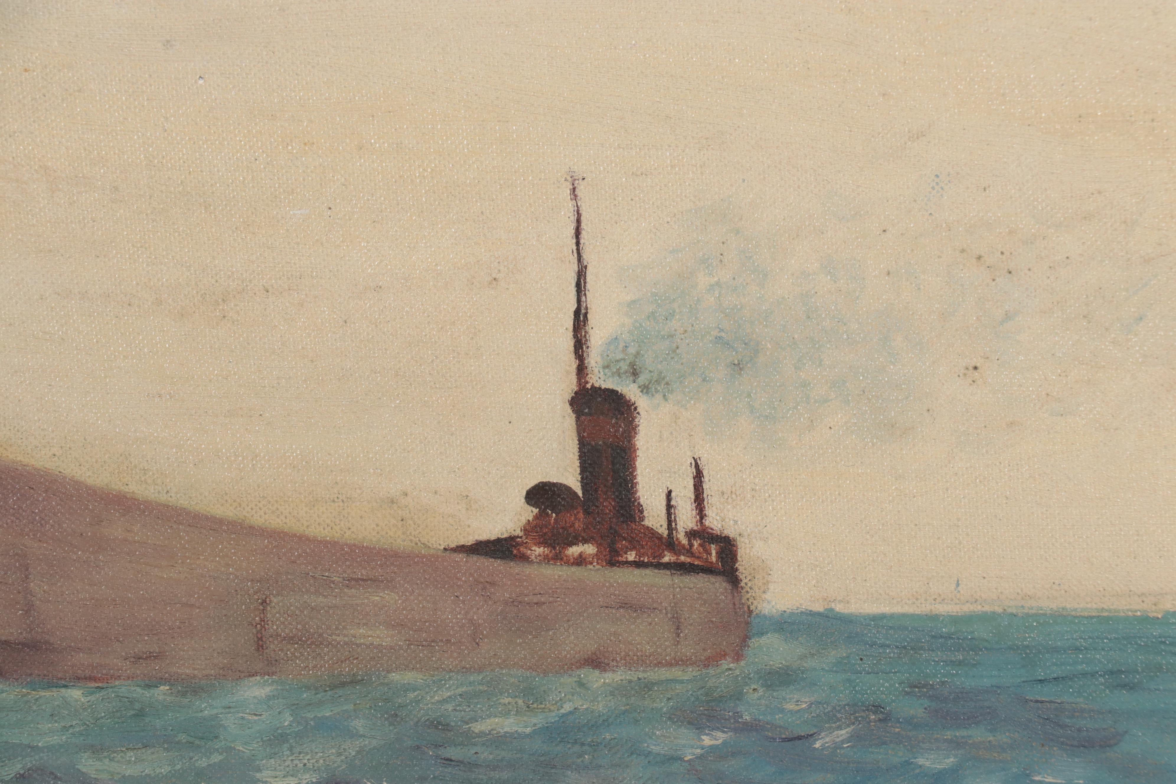 Maritime Oil Painting of Sailing Ship, Circa 1970