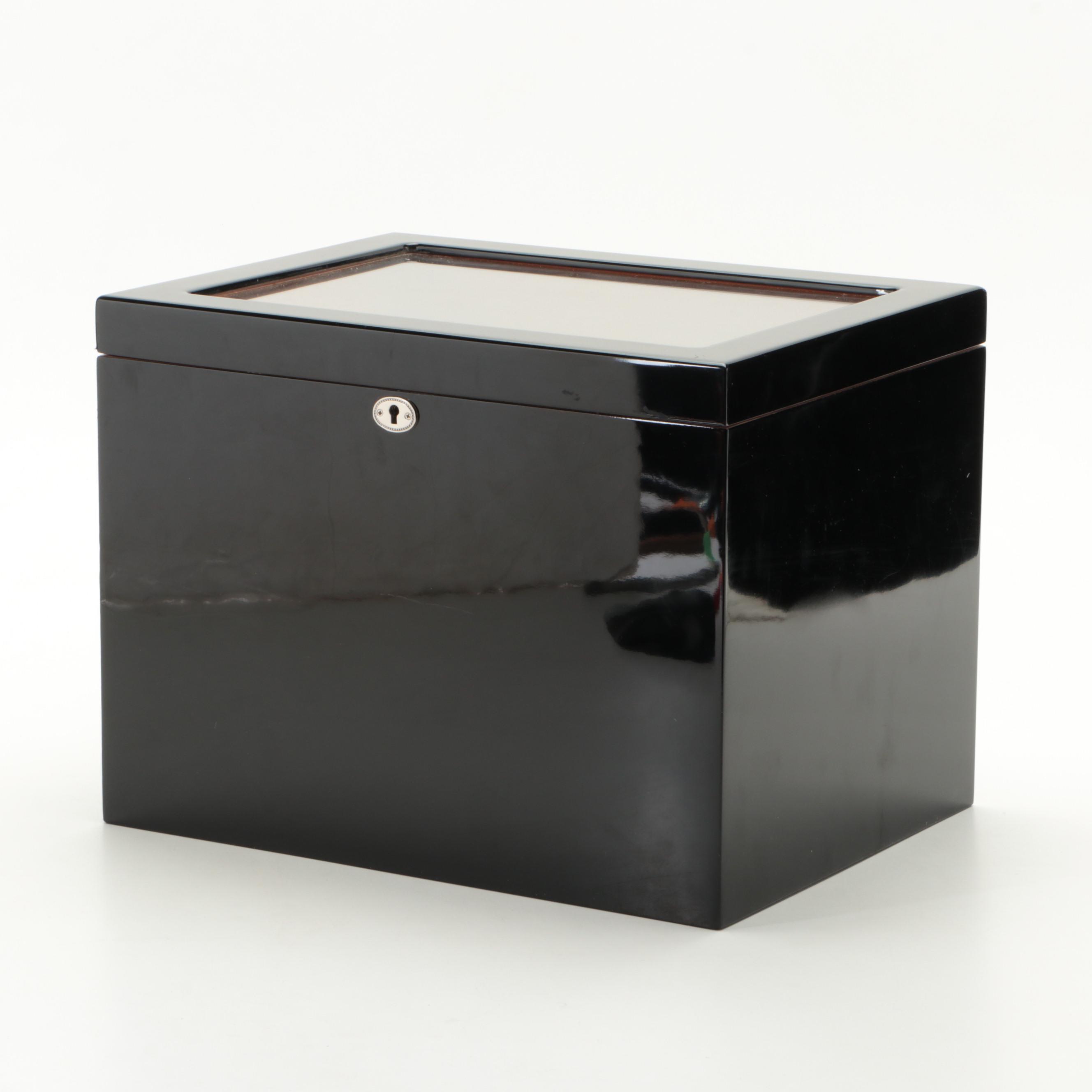 Contemporary Black Lacquered Humidor